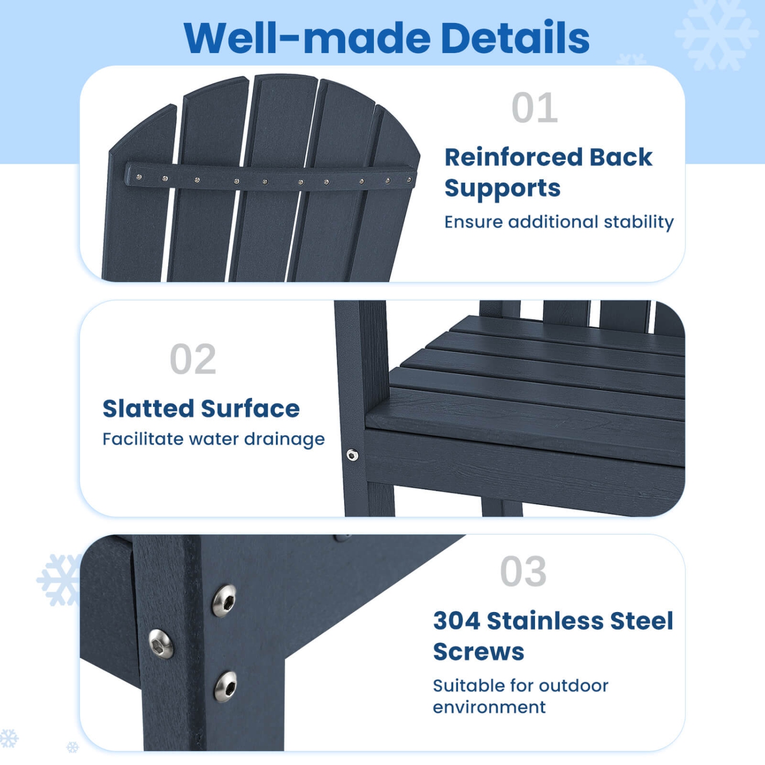 Costway Outdoor HDPE Bar Height Stool Patio Tall Chair Armrest Footrest All Weather