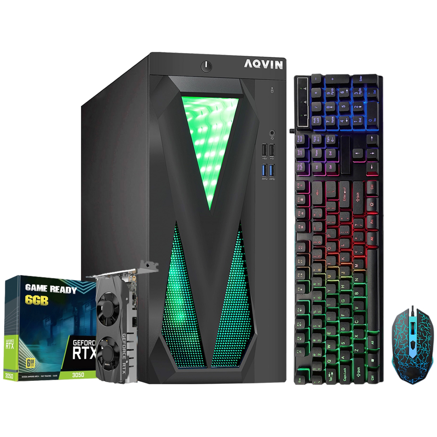 Refurbished (Excellent) - Prebuilt Tower AQVIN InfinityLite Gaming PC| Ray Tracing NVIDIA Graphics Card RTX 3050 6GB| Intel Core i7 upto 4.60 GHz| 32GB RAM| 2TB SSD| Windows 11 Pro