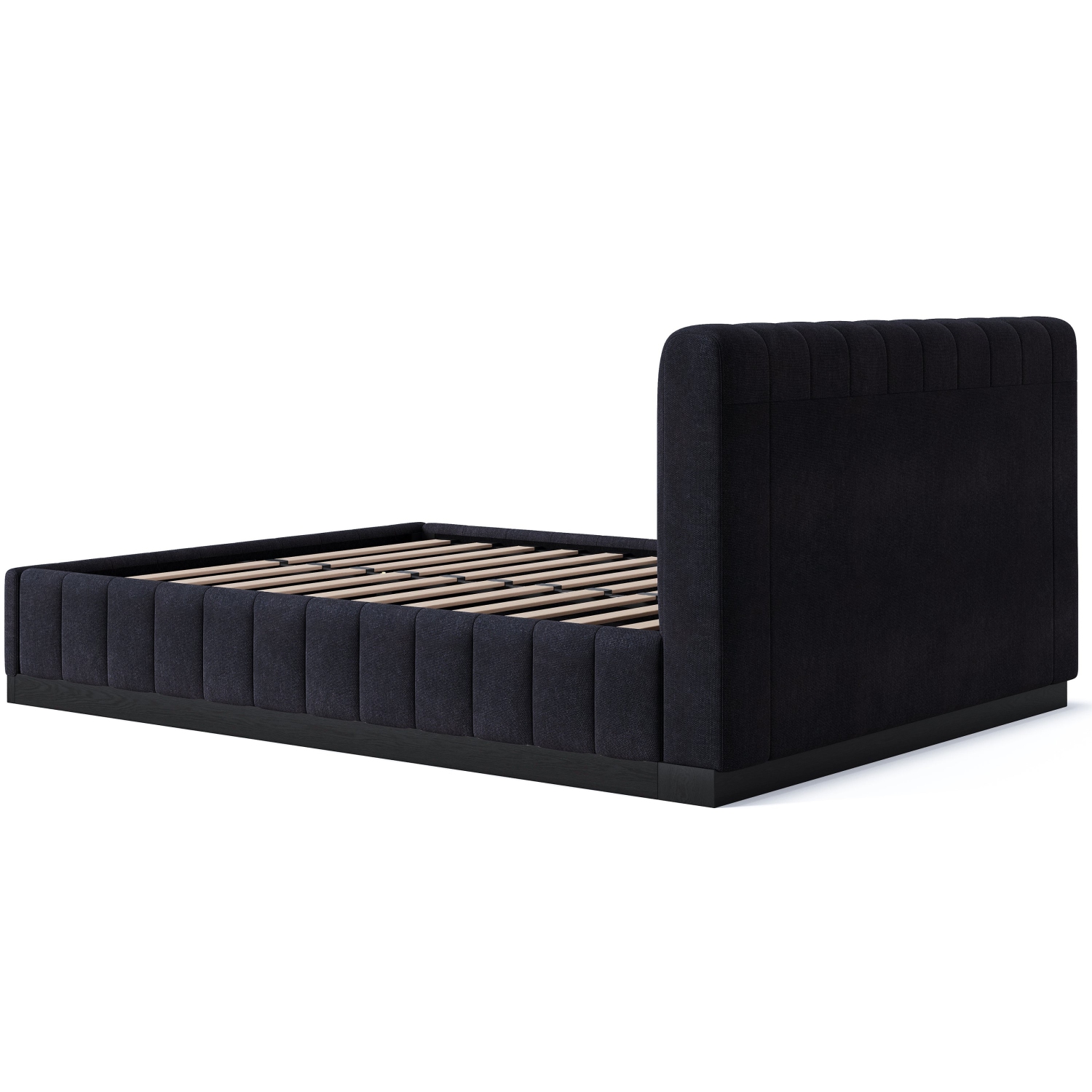 Cadre de grand lit en velours Reese de Valencia, bleu marine