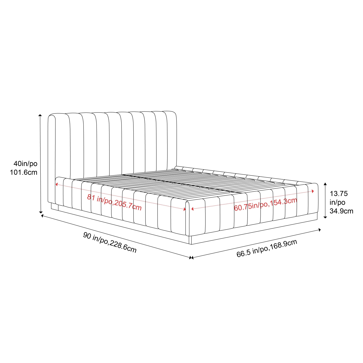 Cadre de grand lit en velours Reese de Valencia, bleu marine