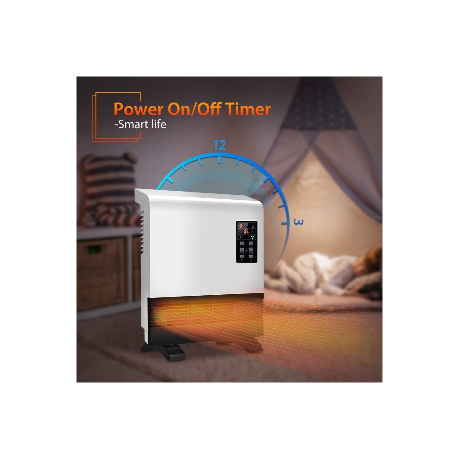 Nordic Hygge 1500-Watt Wall Mounted or Floor Portable Space Heater Infrared Quartz, Timer, Thermostat, Overheat Protection, ETL certificate