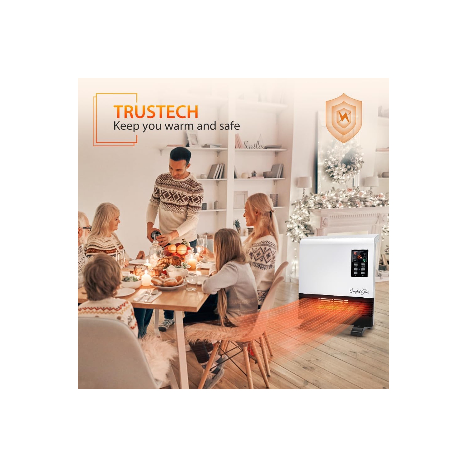 Nordic Hygge 1500-Watt Wall Mounted or Floor Portable Space Heater Infrared Quartz, Timer, Thermostat, Overheat Protection, ETL certificate