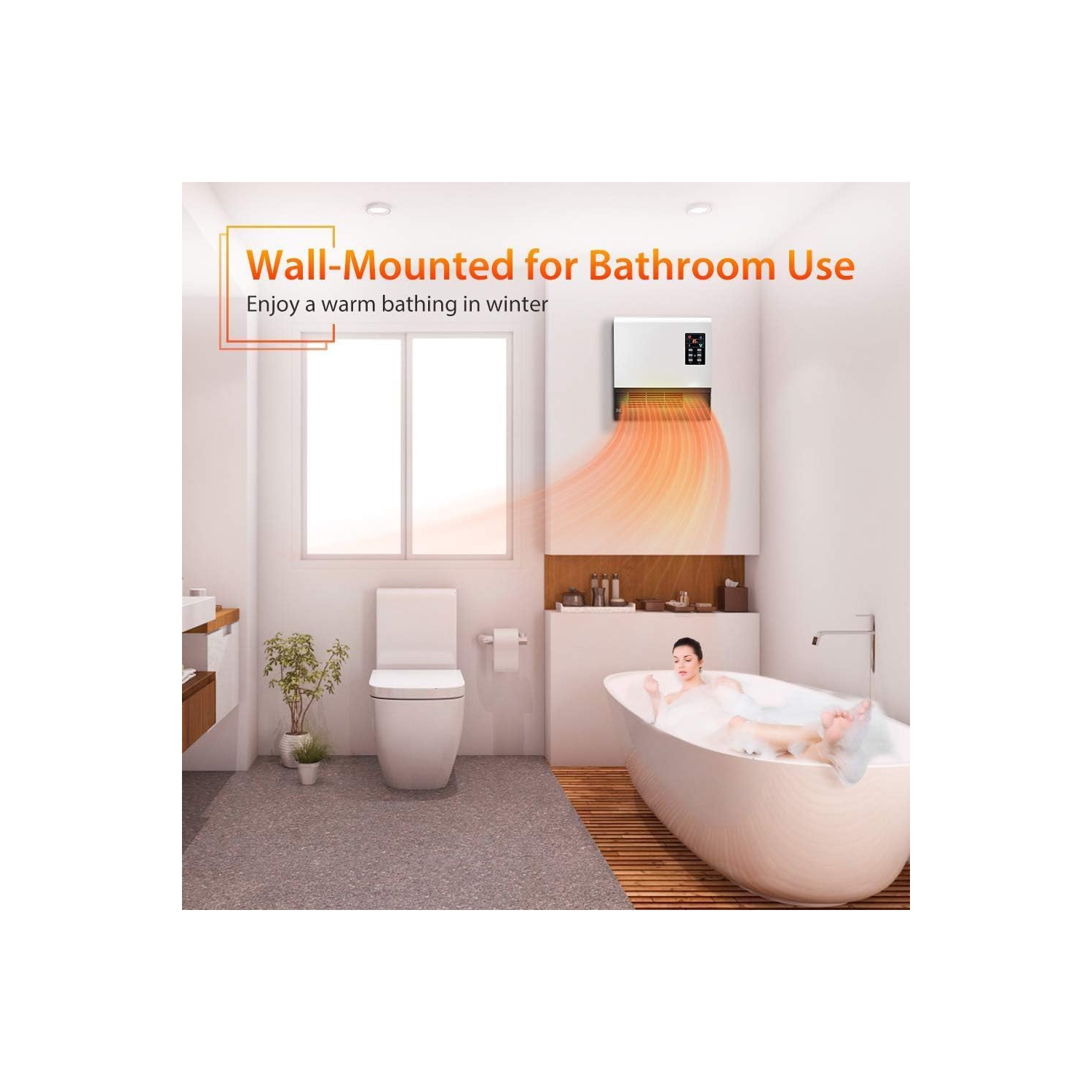 Nordic Hygge 1500-Watt Wall Mounted or Floor Portable Space Heater Infrared Quartz, Timer, Thermostat, Overheat Protection, ETL certificate