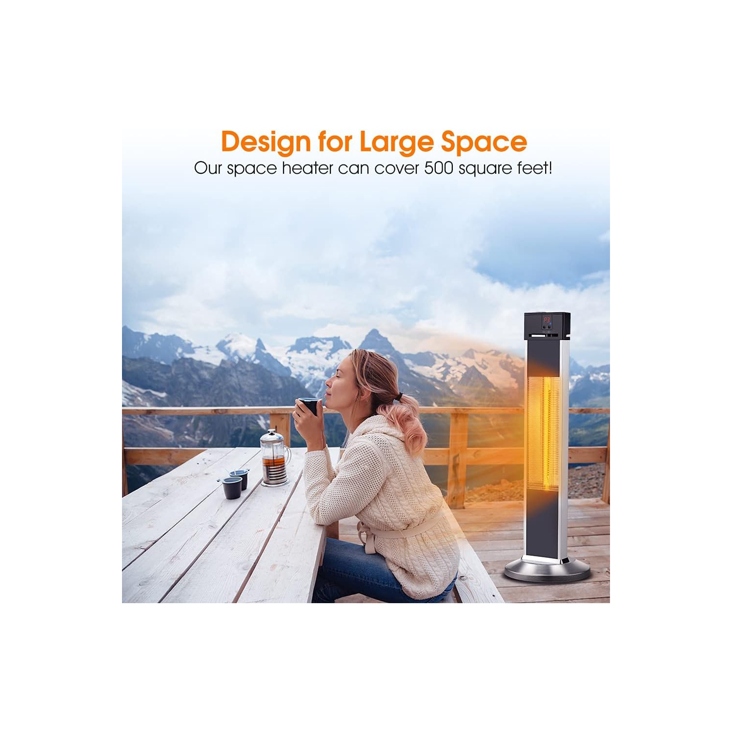 Chaufferette infrarouge Hygge Tower 1500 W de Nordic avec 3 modes et fonctionnement très silencieux