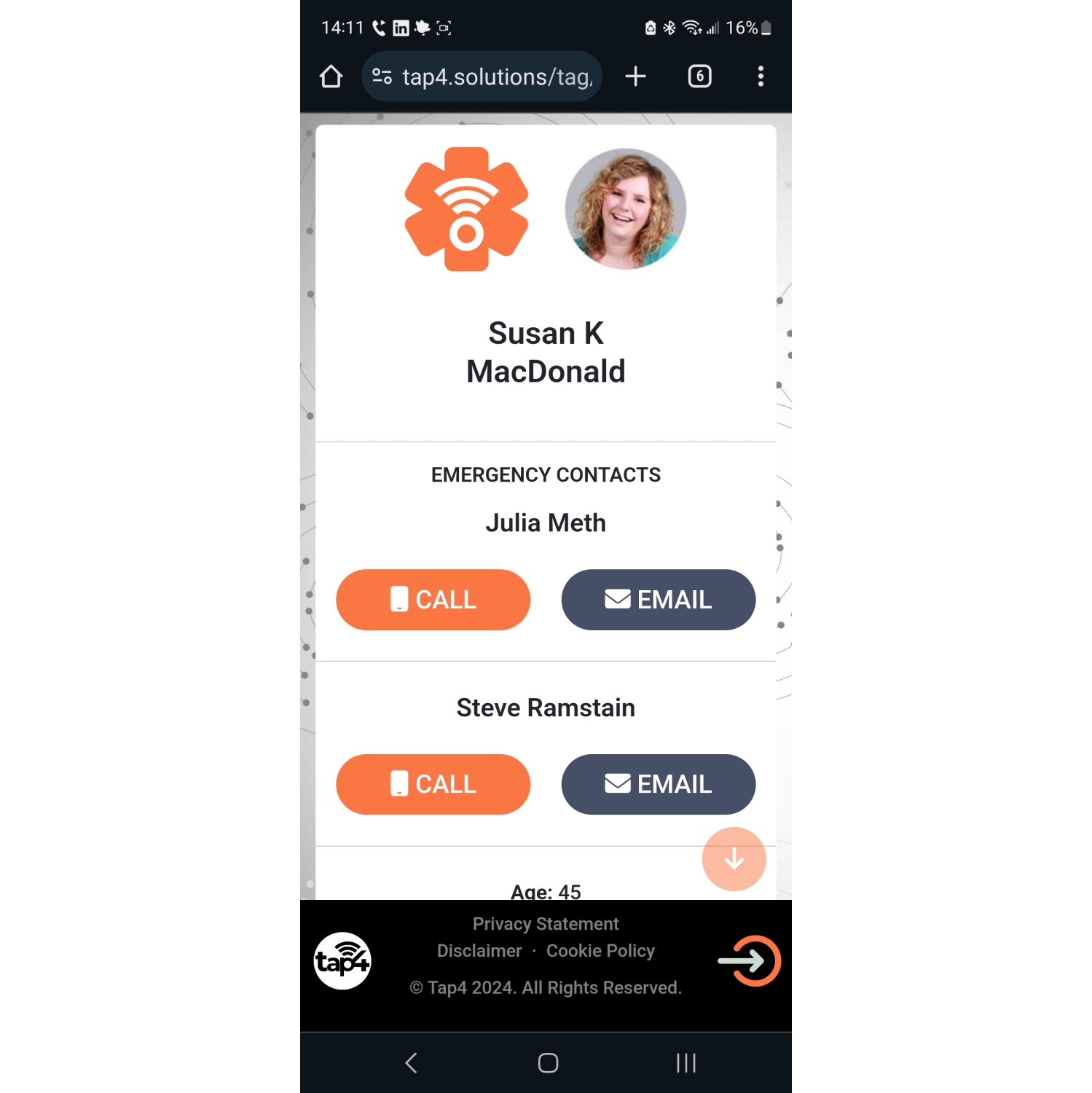 Tap4 Solutions Medical ID / Emergency Wristband Black 1 Piece