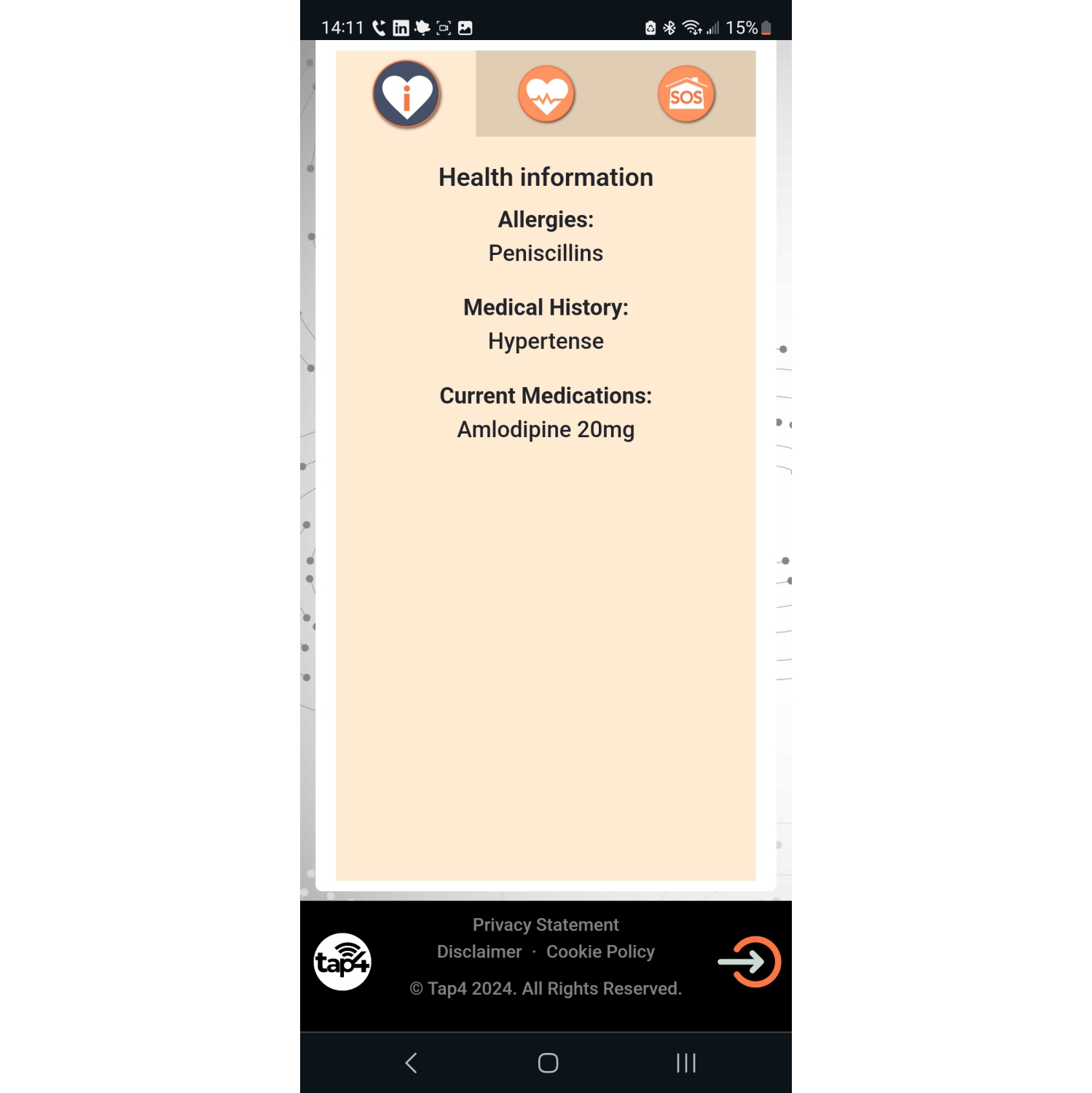 Tap4 Solutions Medical ID / Emergency Wristband Black 1 Piece