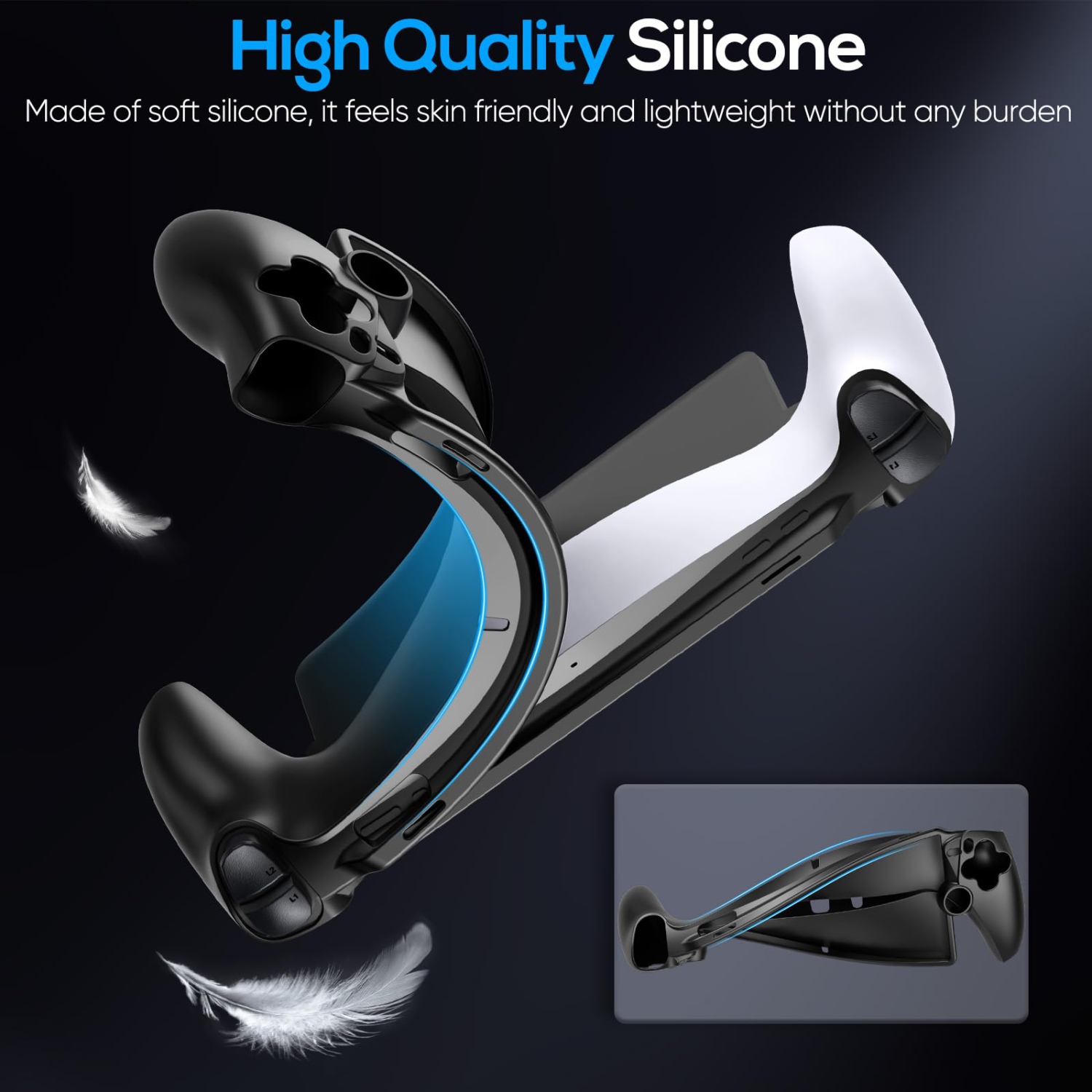 Étui protecteur pour PlayStation Portal, étui souple en silicone avec protection complète et capuchons antidérapants antidérapants pour PS5 Portal