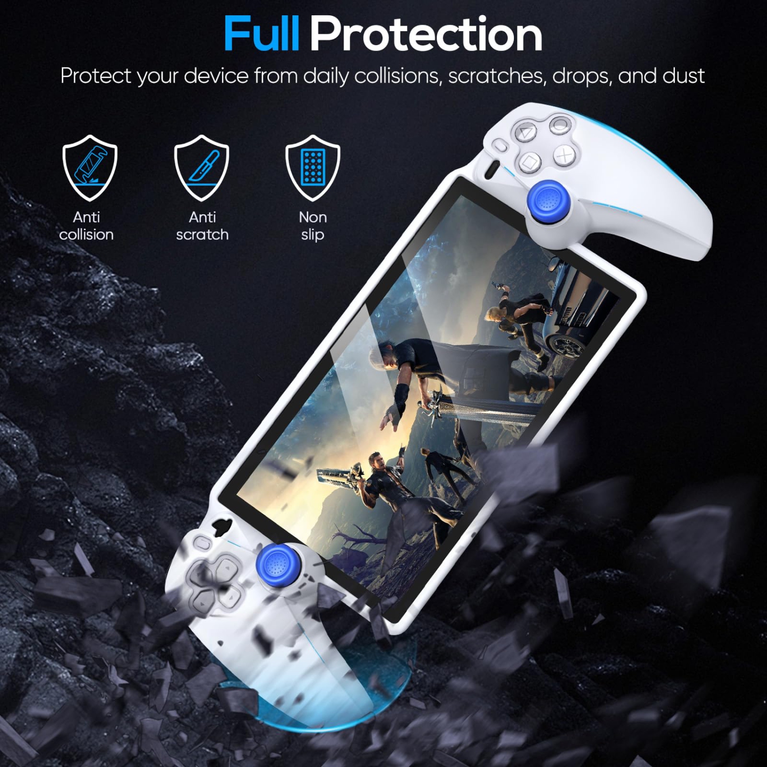 Étui protecteur pour PlayStation Portal, étui souple en silicone avec protection complète et capuchons antidérapants antidérapants pour PS5 Portal