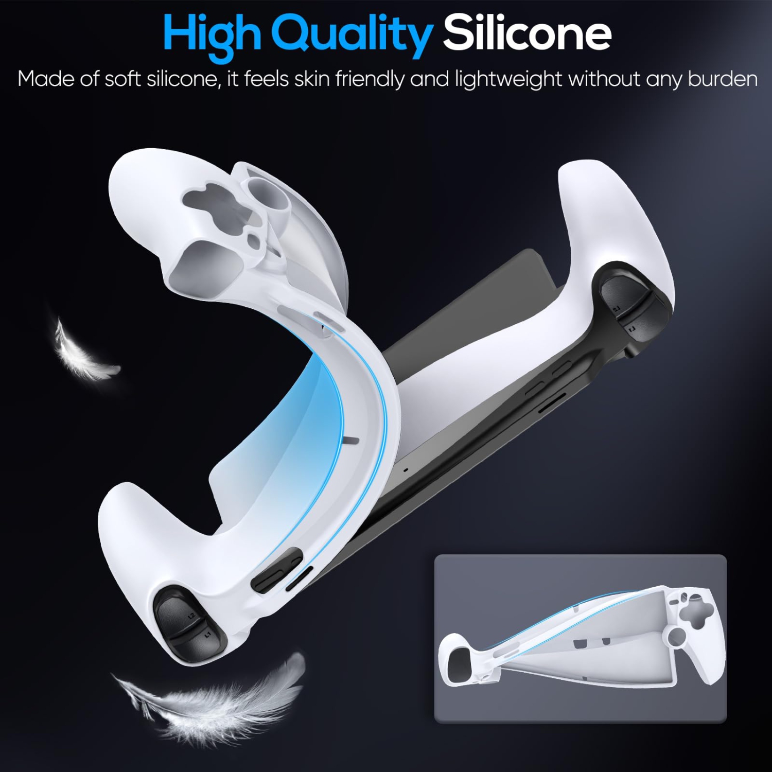 Étui protecteur pour PlayStation Portal, étui souple en silicone avec protection complète et capuchons antidérapants antidérapants pour PS5 Portal