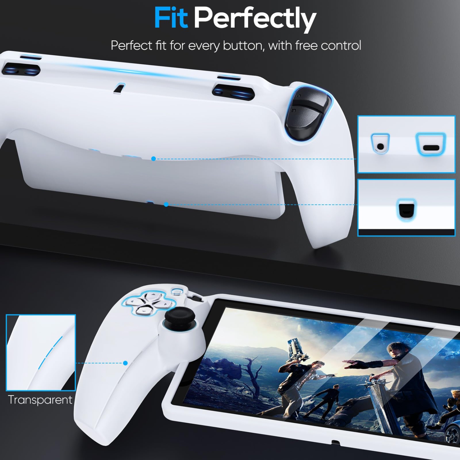 Étui protecteur pour PlayStation Portal, étui souple en silicone avec protection complète et capuchons antidérapants antidérapants pour PS5 Portal