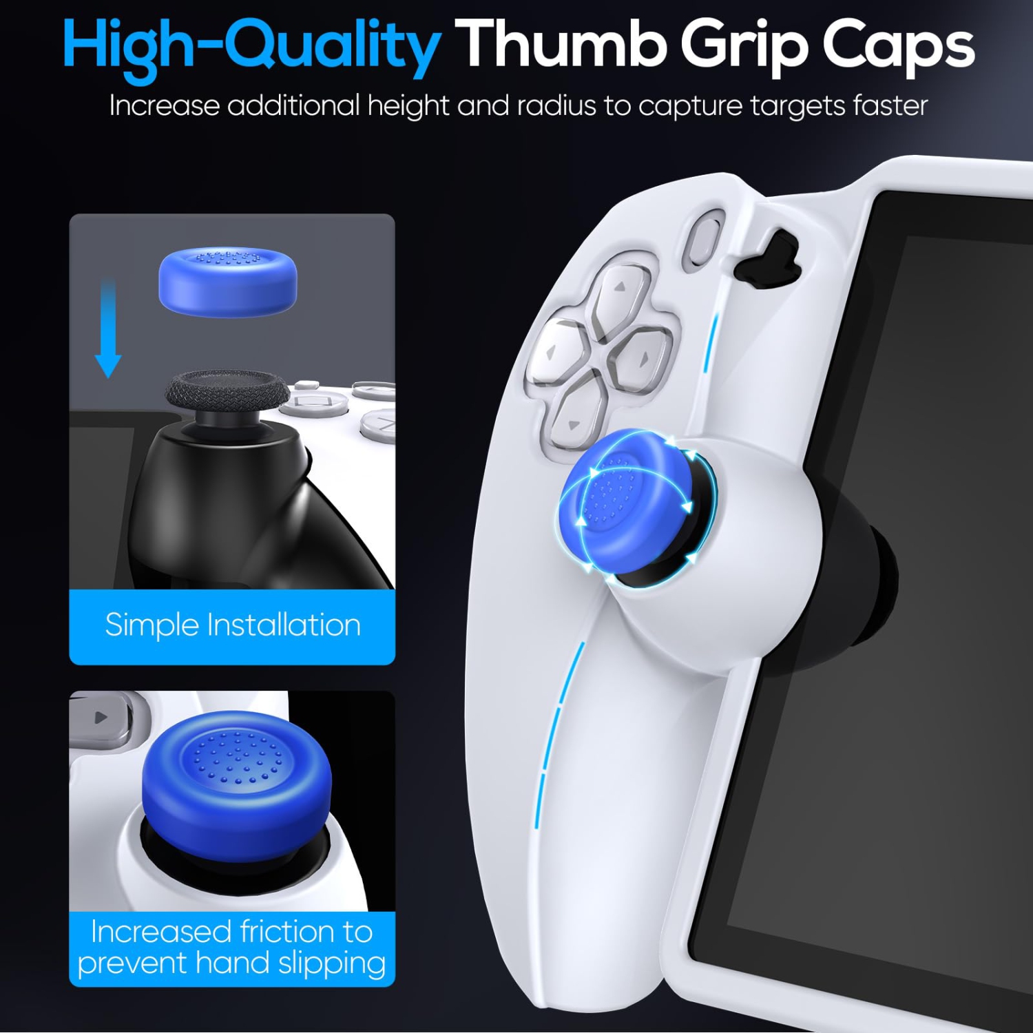 Étui protecteur pour PlayStation Portal, étui souple en silicone avec protection complète et capuchons antidérapants antidérapants pour PS5 Portal