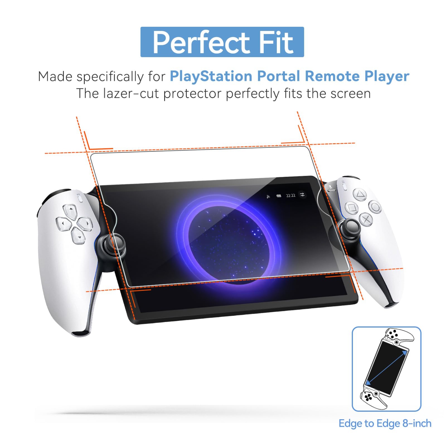 Paquet de 2 protecteurs d'écran en verre trempé pour le lecteur à distance portail PlayStation portable 8&nbsp;po 2023, protecteur d'écran