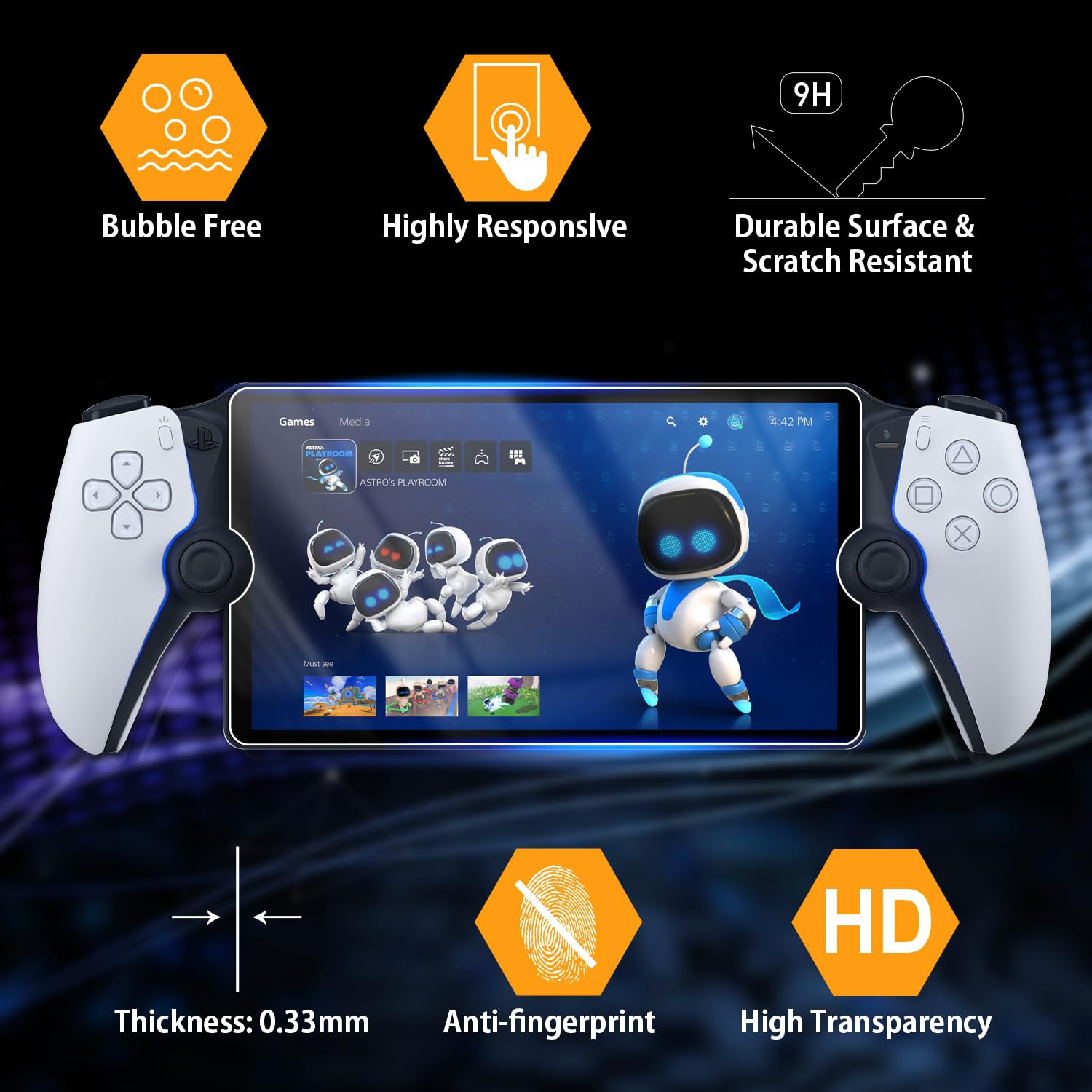 Paquet de 3 protecteurs d'écran en verre trempé pour le lecteur à distance Portal 8&nbsp;po 2023 de PlayStation, protecteur d'écran transparent HD