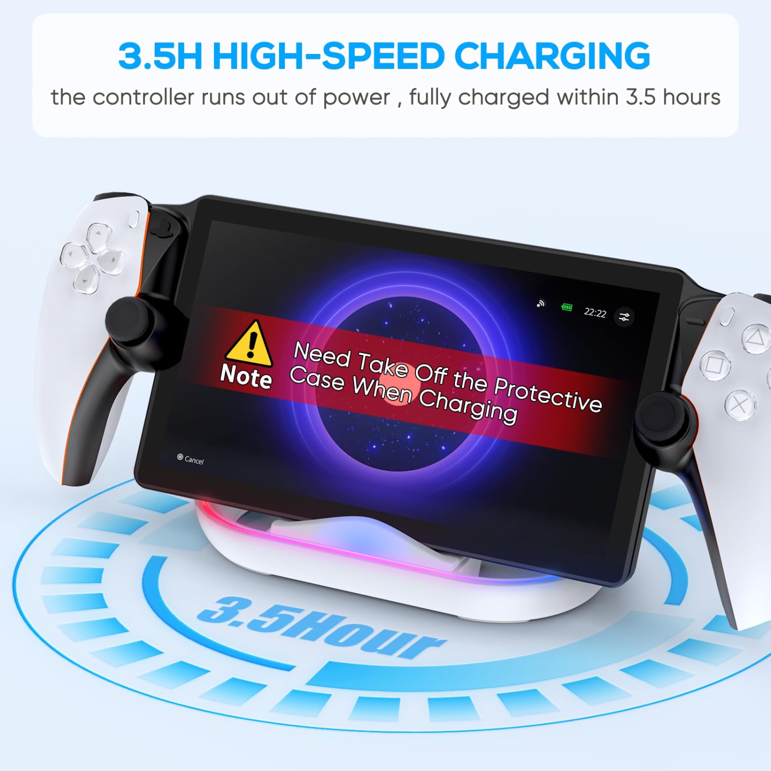 Charging Stand for PlayStation Portal,Portable Charge Dock Station forPortal with 14 RGB Light Modes and Type-C Cable,Charger Base for PS Portal