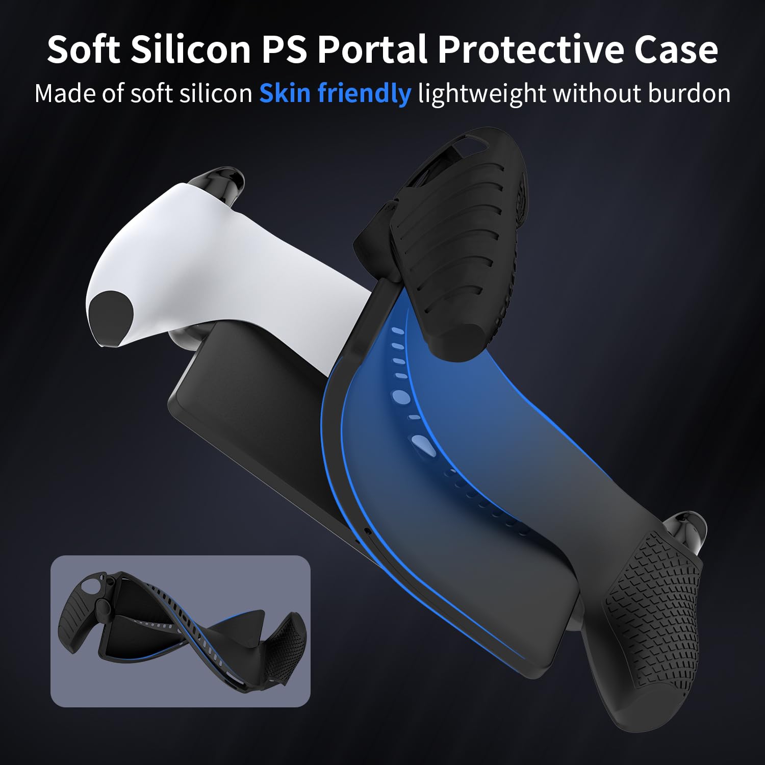 Étui protecteur pour PlayStation Portal, protecteur souple en silicone pour PS Portal Accessoires avec absorption des chocs, antidérapant et