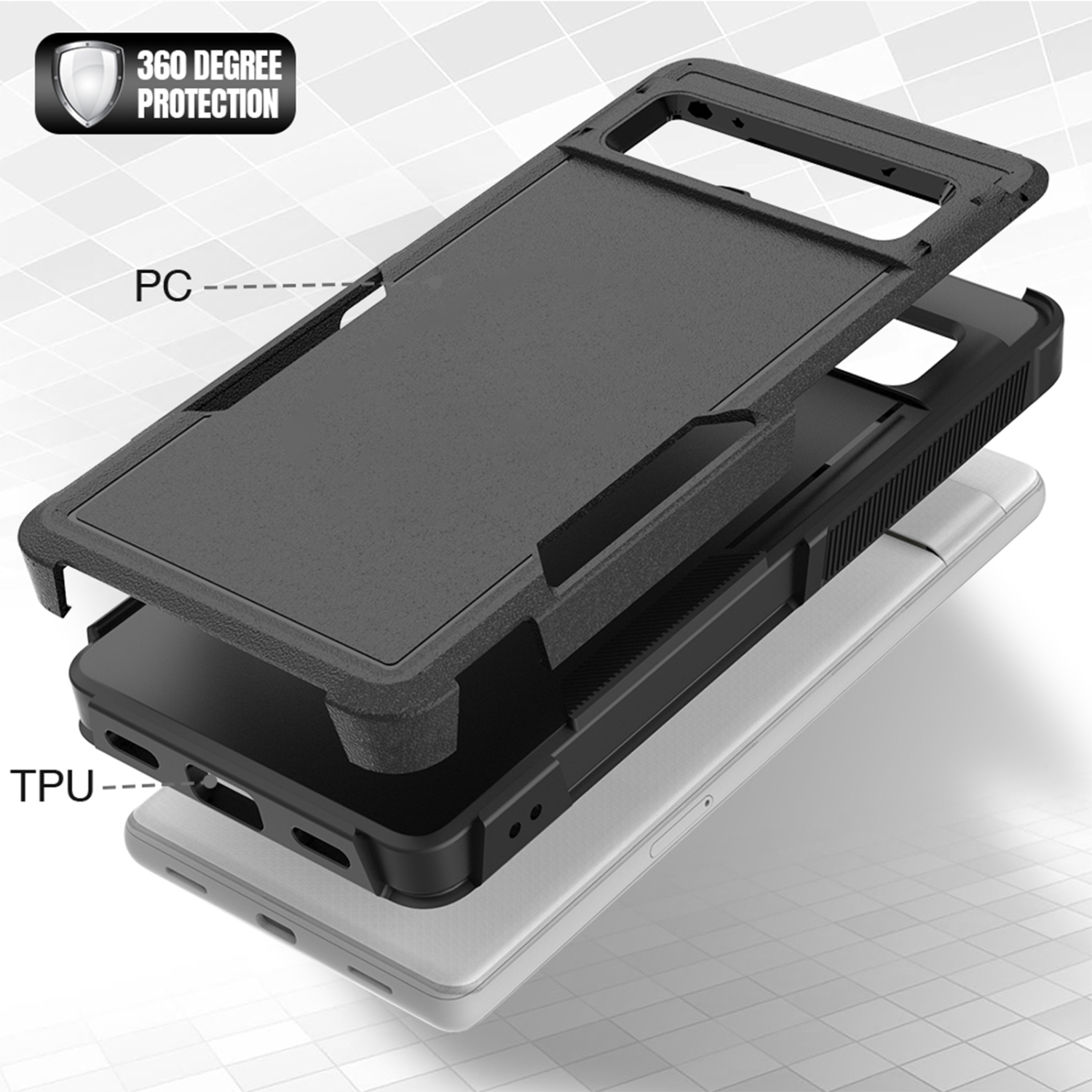 Étui pour Pixel de 7a 6,1 po de Google avec protecteur d'écran en verre trempé antichoc intégral de qualité militaire contre les chutes