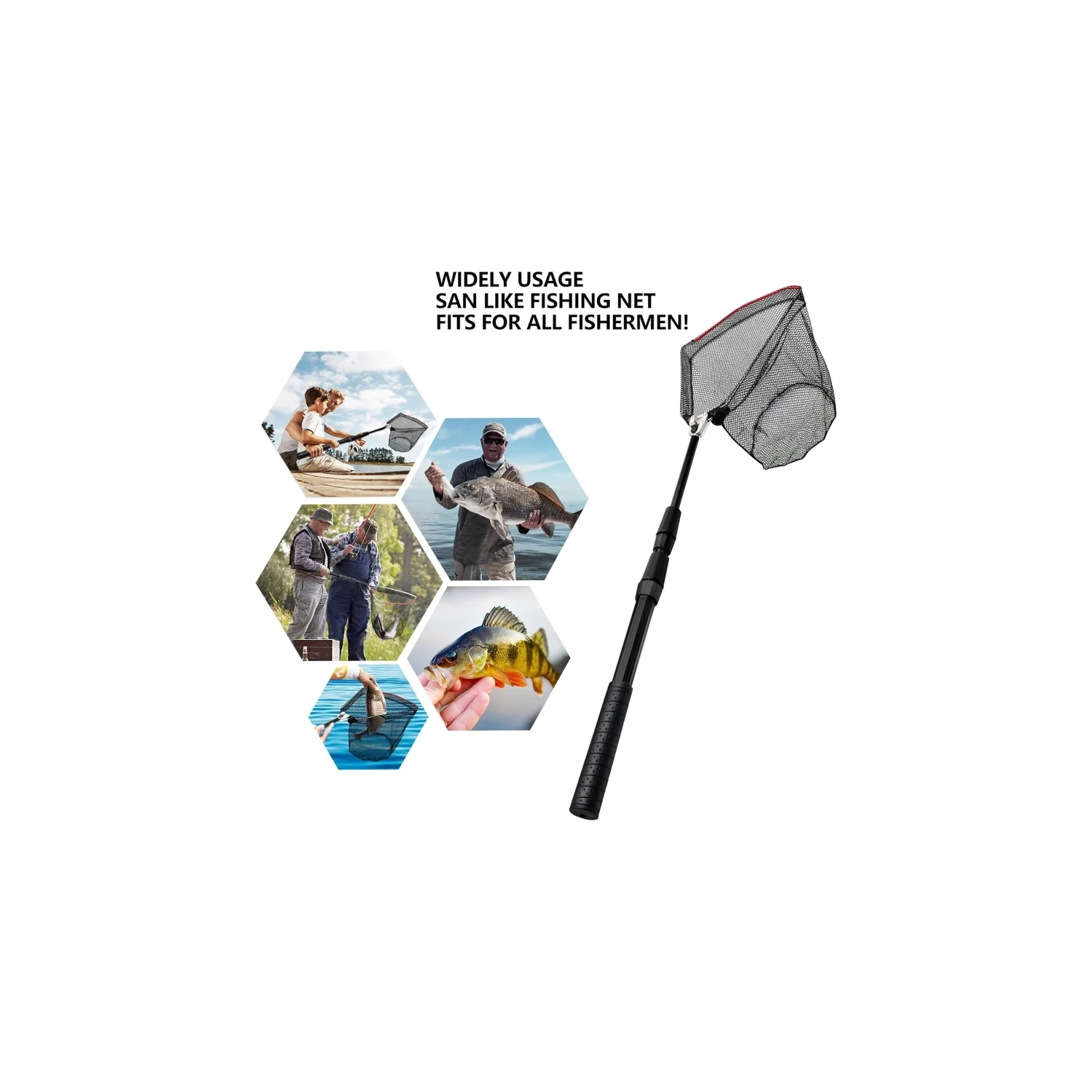 Telescopic Fishing Net - Folding Rubber Landing Net with Adjustable Pole for Easy Catch & Release in Saltwater & Freshwater