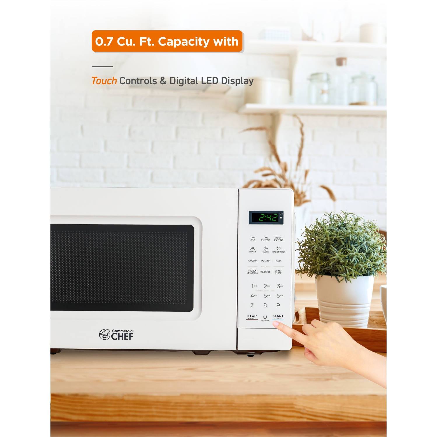 COMMERCIAL CHEF 0.7 Cu.Ft Countertop Microwave Oven