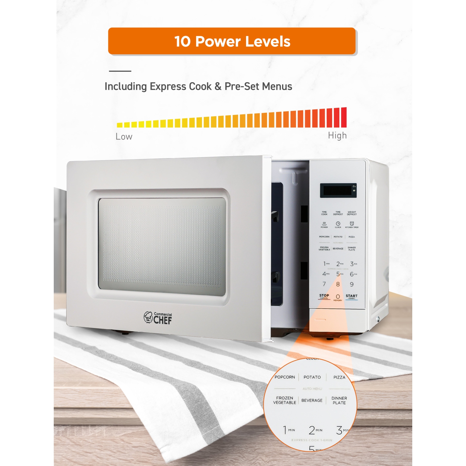 COMMERCIAL CHEF 0.7 Cu.Ft Countertop Microwave Oven