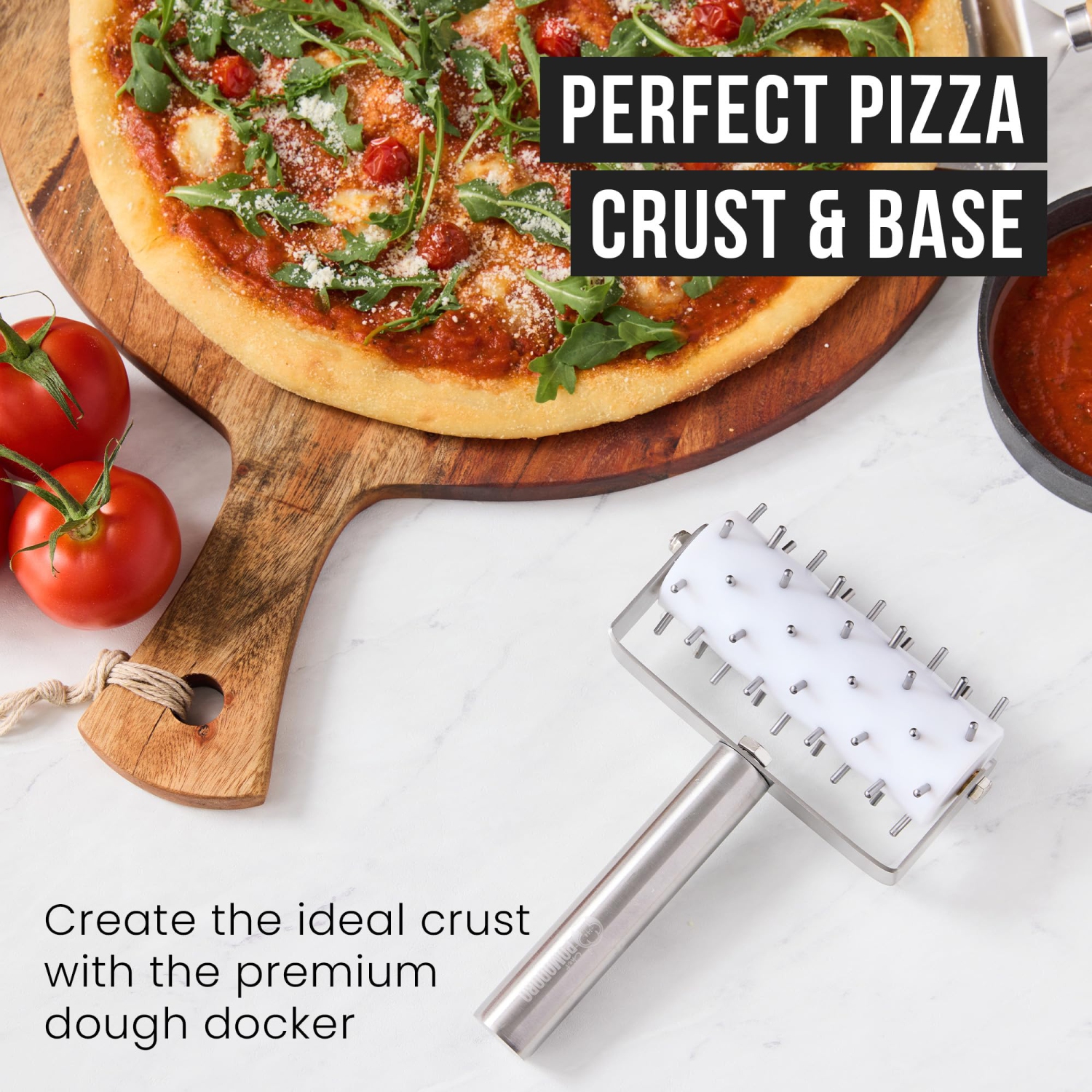 Rouleau-pâte à pizza en acier inoxydable Pomodoro de chef