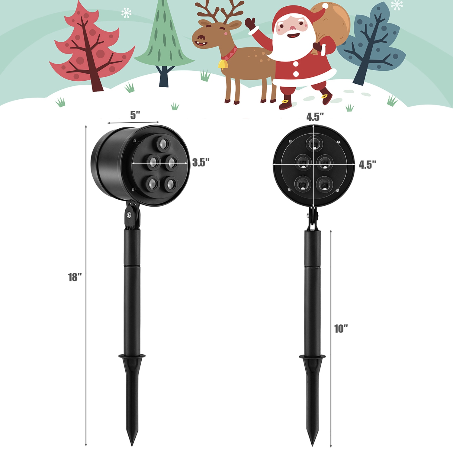 Costway Christmas Projector Light LED Projection Lamp with Lawn Stake & 5 LED Lights