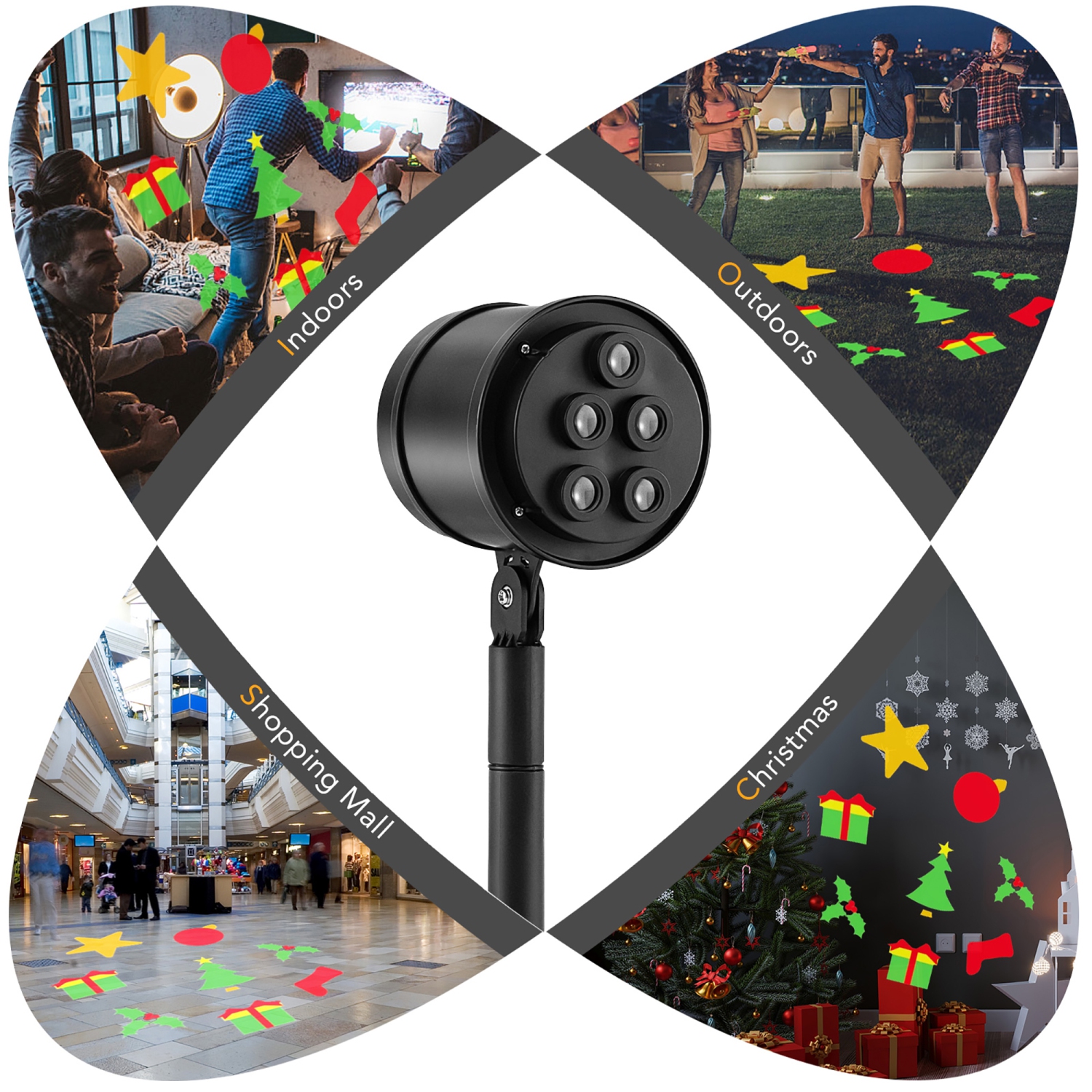 Costway Christmas Projector Light LED Projection Lamp with Lawn Stake & 5 LED Lights