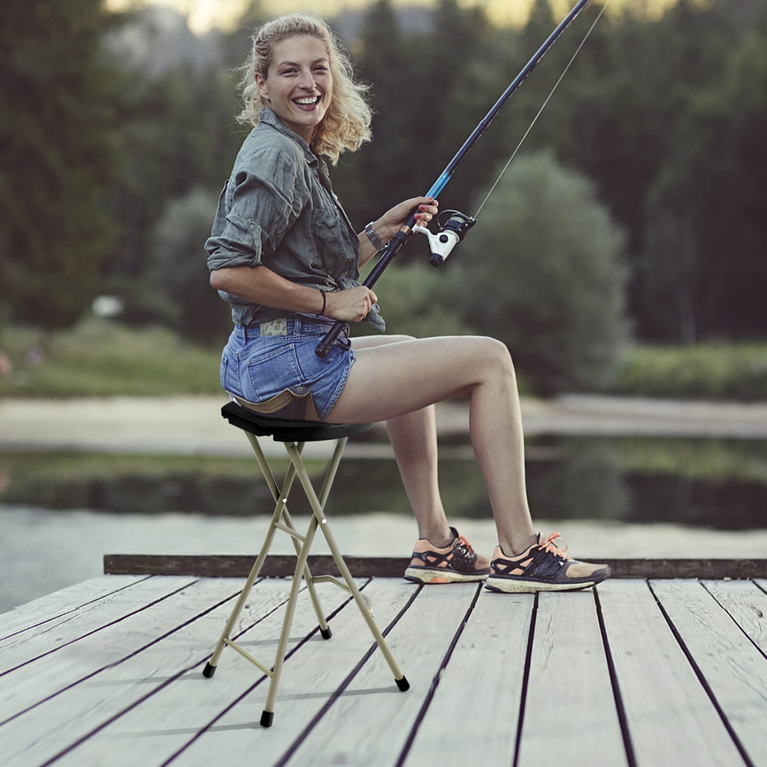 Tabouret de pêche léger et portatif 330&nbsp;lb 2 pièces de Costway