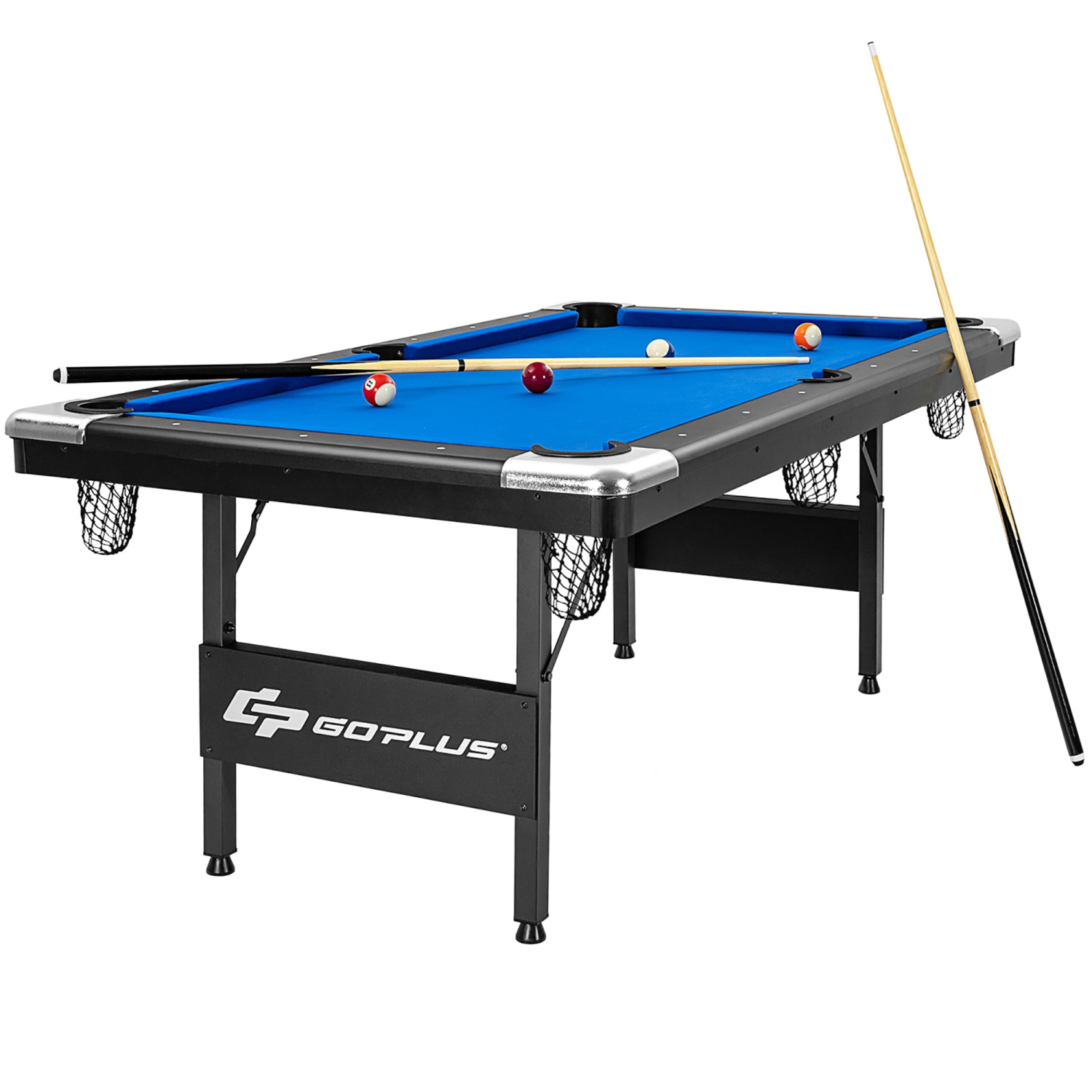 Table de billard pliable de 6 pi de Goplus, 76 po, idéale pour les enfants et les adultes bleus