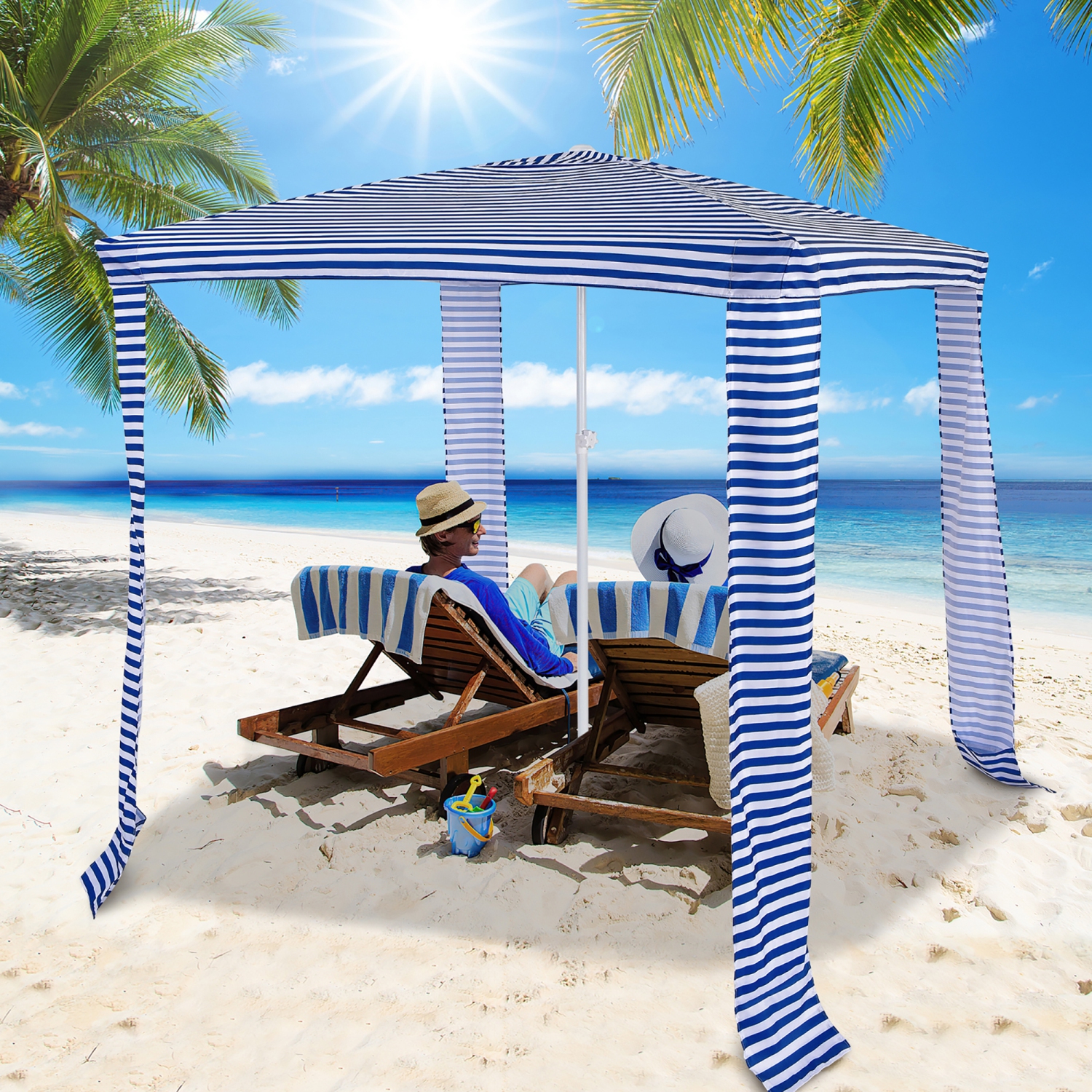 Auvent de plage pliable de 6,6 x 6,6 pi Cabana de Costway avec sac de transport