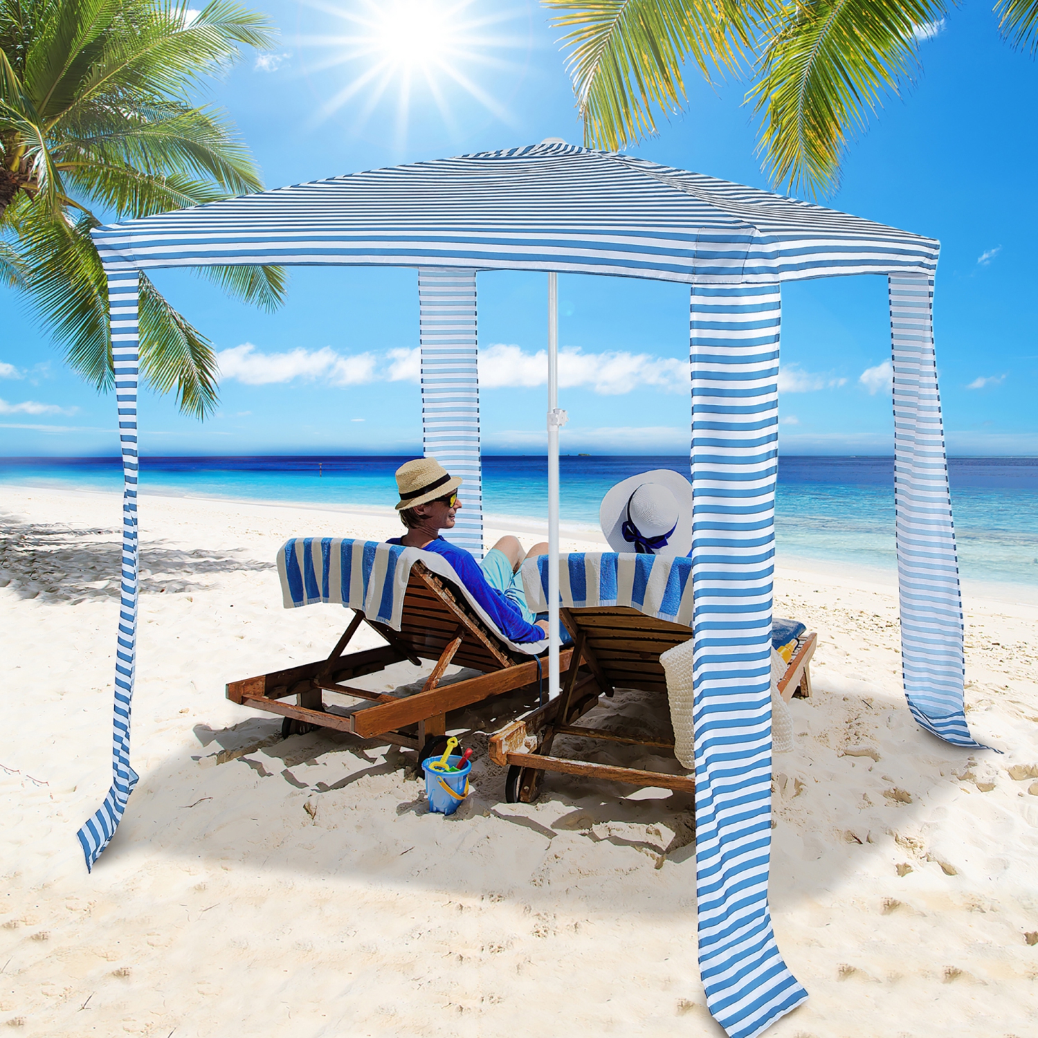 Auvent de plage pliable de 6,6 x 6,6 pi Cabana de Costway avec sac de transport