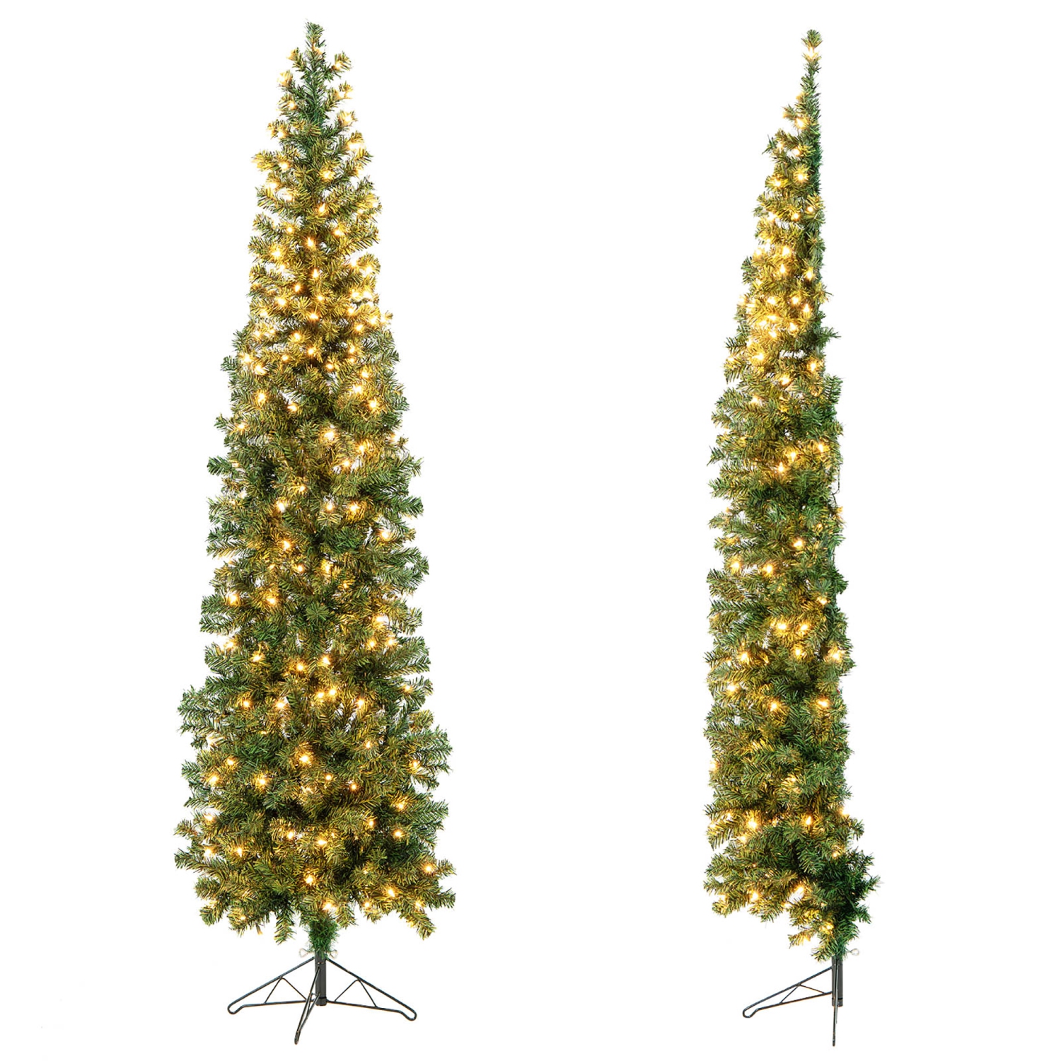 Sapin de Noël artificiel en PVC illuminé 7 pi de Costway avec 450 branches et 150 lumières