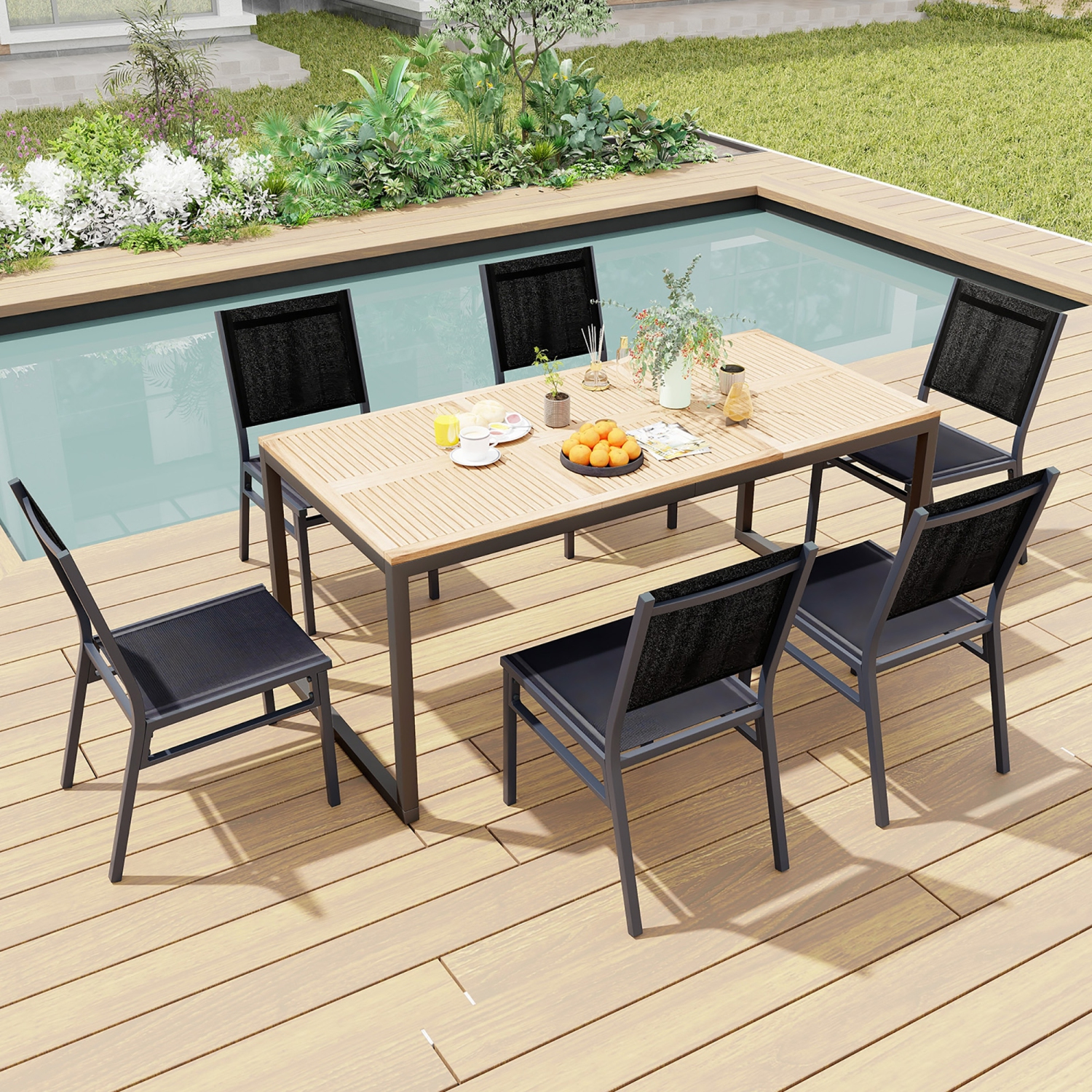 Gymax 4PCS Outdoor Dining Chairs w/ Breathable Seat Backrest Heavy-Duty Aluminum Frame