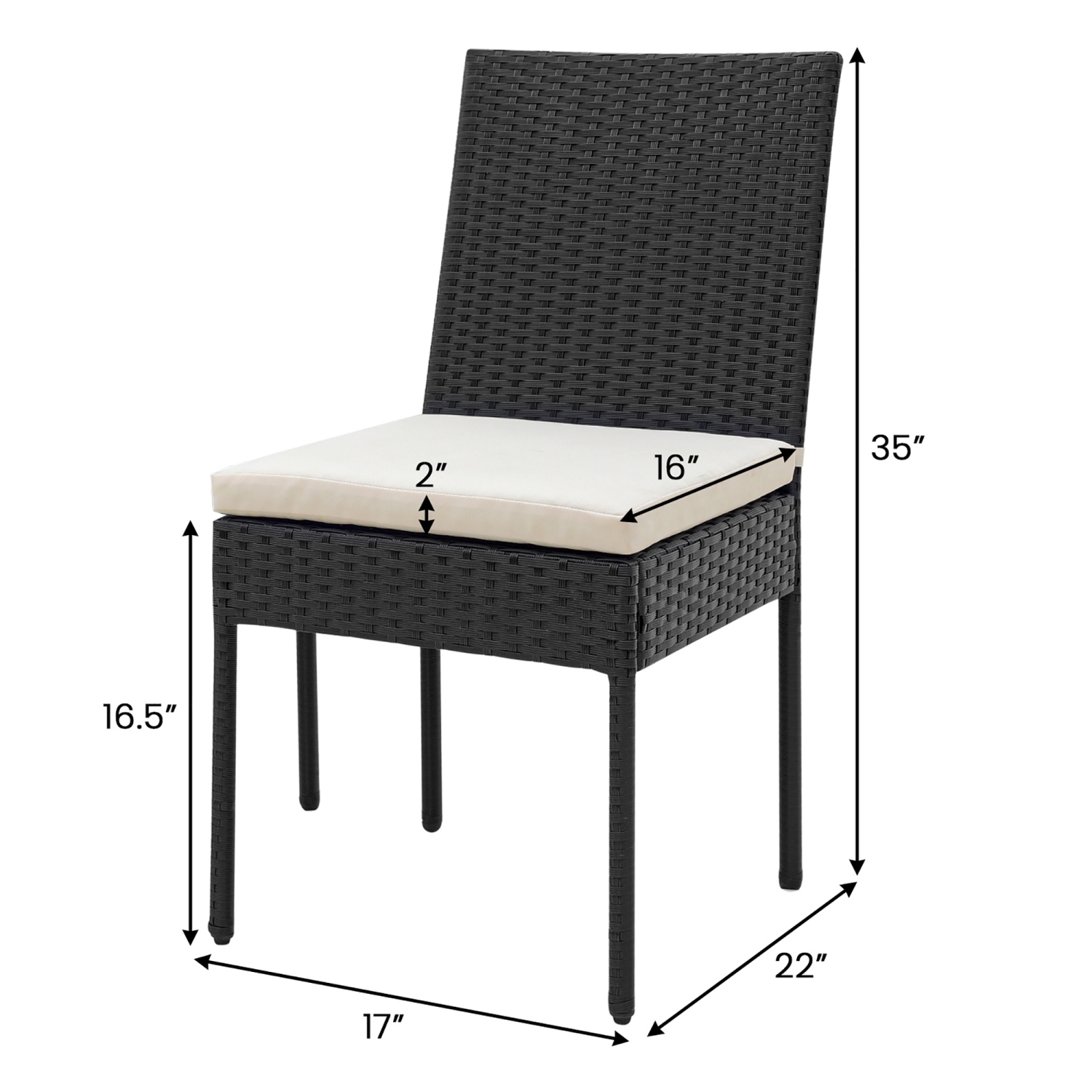 Gymax PE Wicker Patio Chairs Set of 4 Outdoor Dining Chairs w/ Cushions Off White