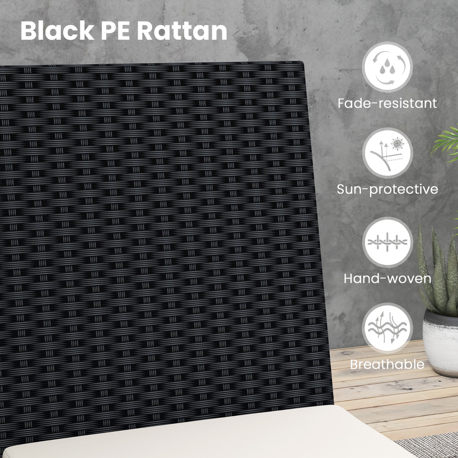 Gymax PE Wicker Patio Chairs Set of 4 Outdoor Dining Chairs w/ Cushions Off White