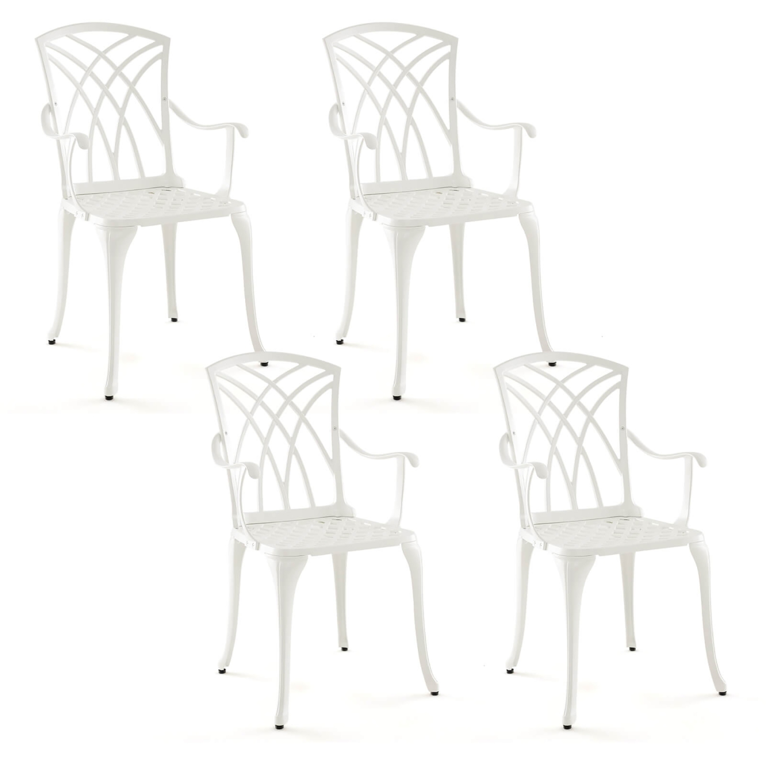 Gymax Set of 4 Cast Aluminum Patio Dining Chairs w/ Armrests Patio Bistro Chairs