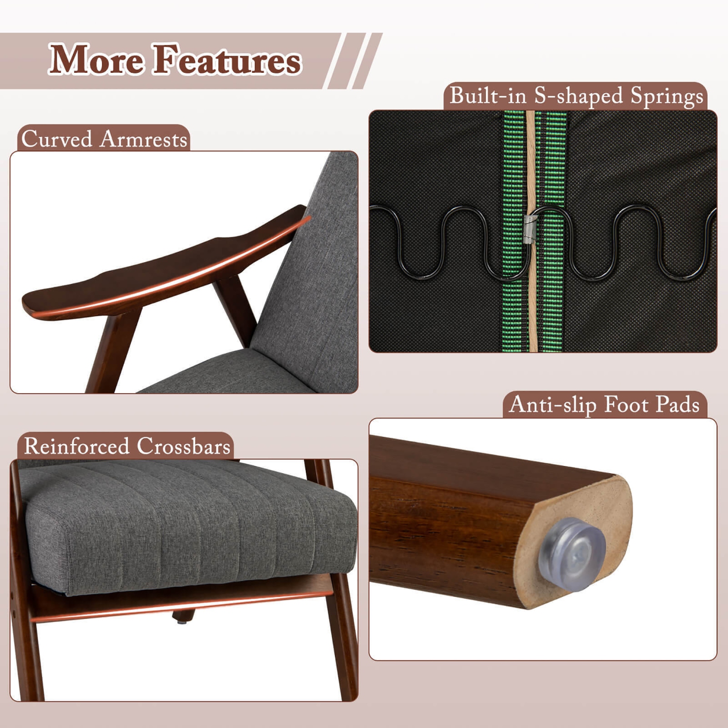 Gymax Set of 2 Accent Chair Leathaire Leisure Armchair w/ Rubber Wood Pads