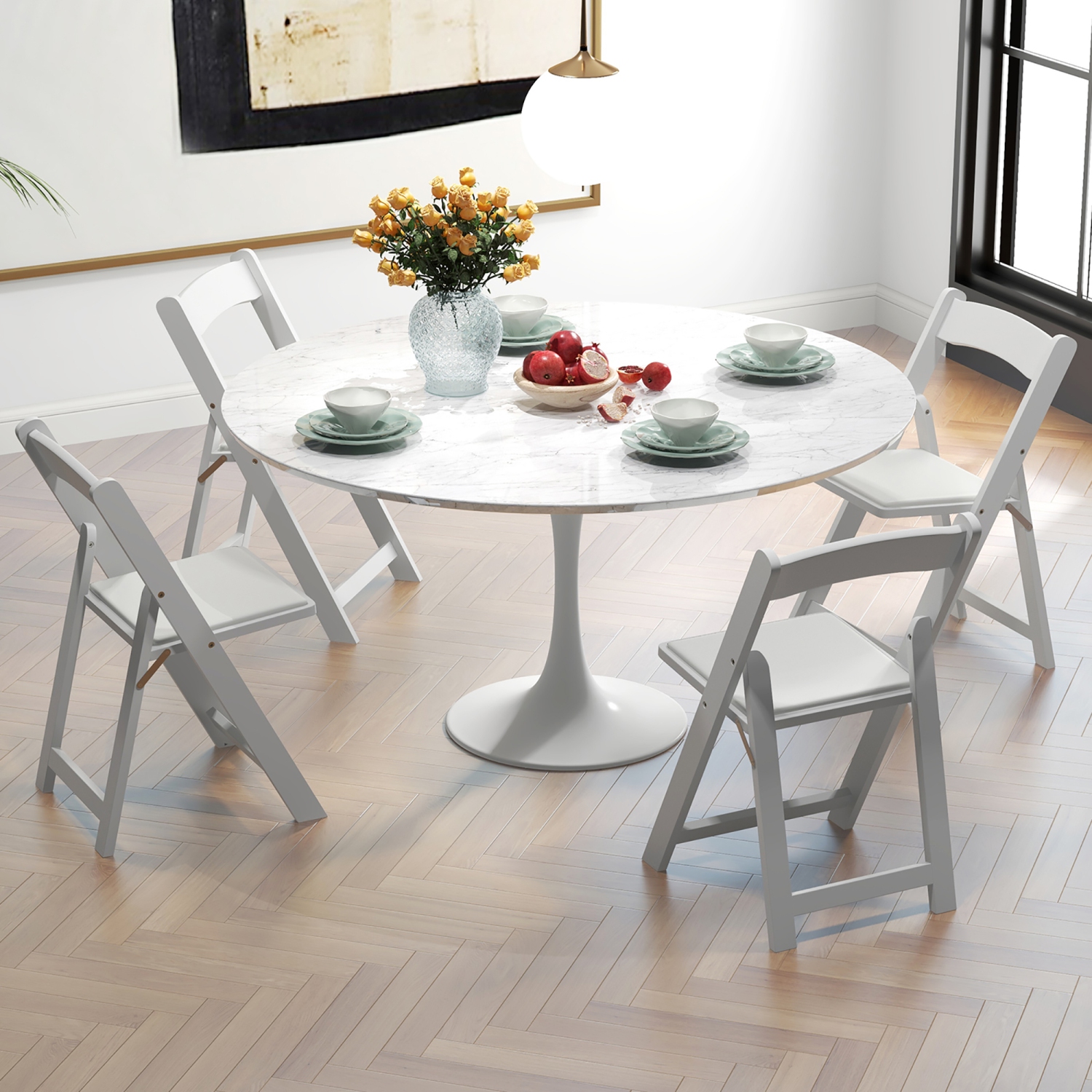 Gymax Set of 16 Dining Chairs w/ Rubber Wood Legs & Padded Seat for Home Office Events White