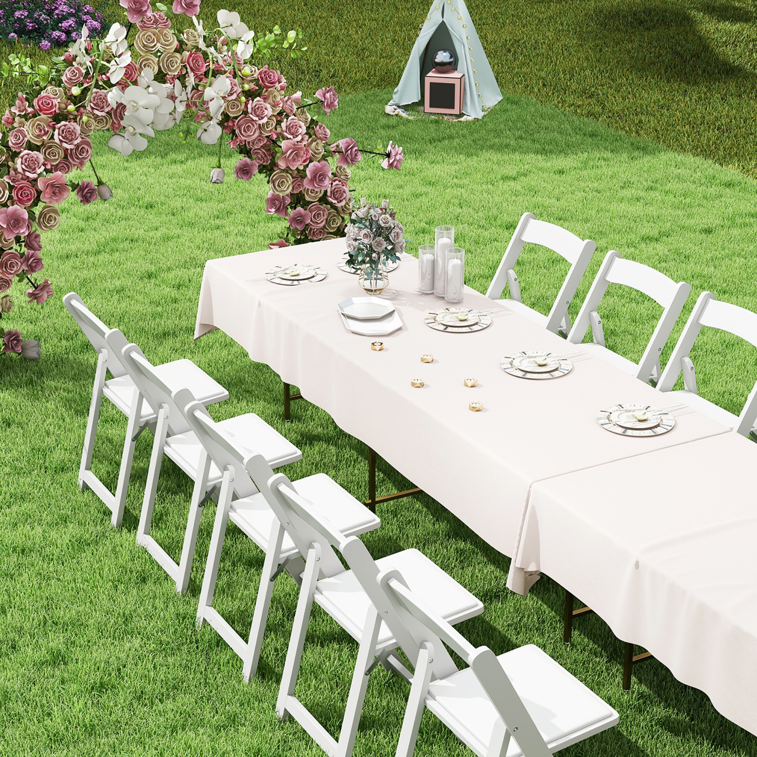 Gymax Set of 16 Dining Chairs w/ Rubber Wood Legs & Padded Seat for Home Office Events White