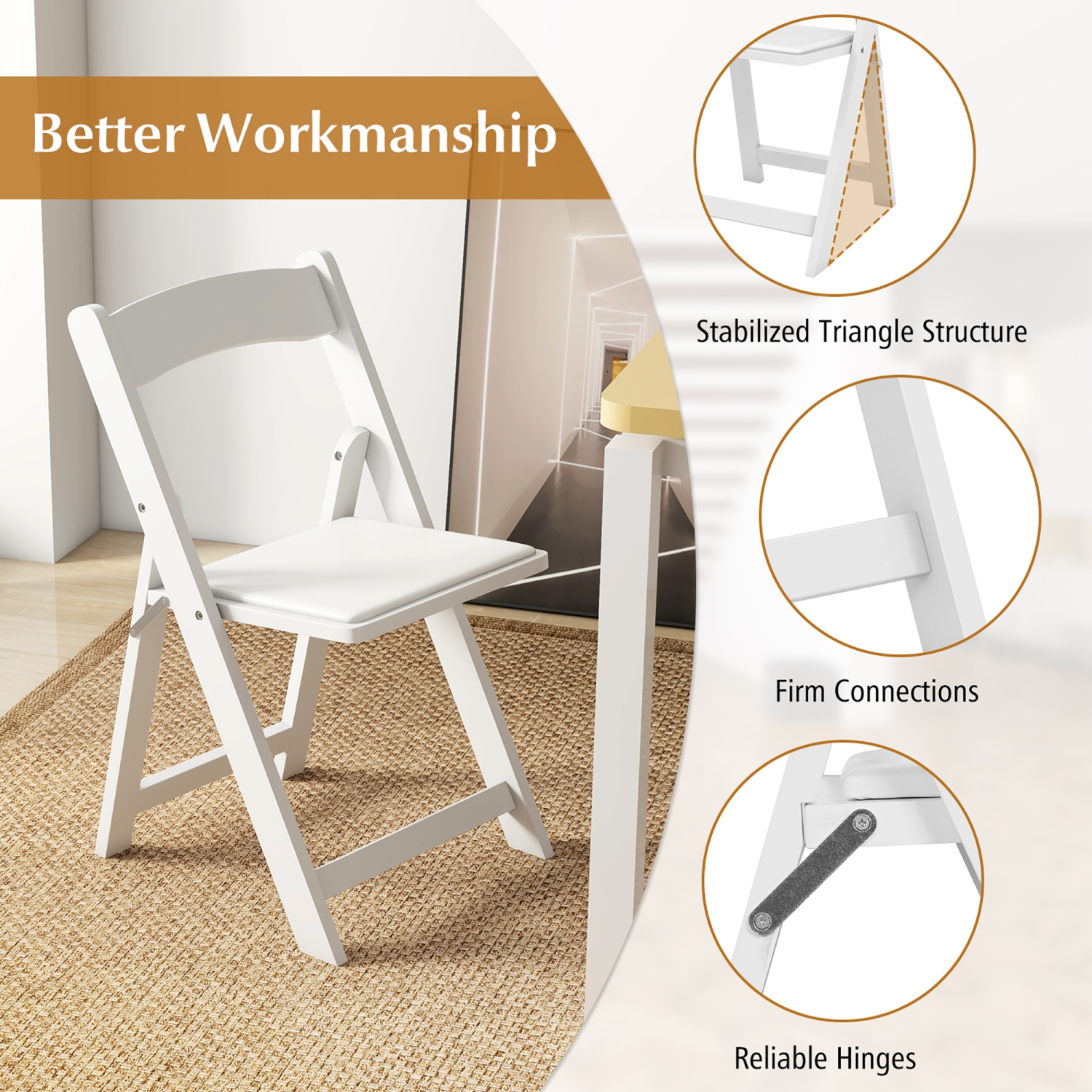 Gymax Set of 16 Dining Chairs w/ Rubber Wood Legs & Padded Seat for Home Office Events White