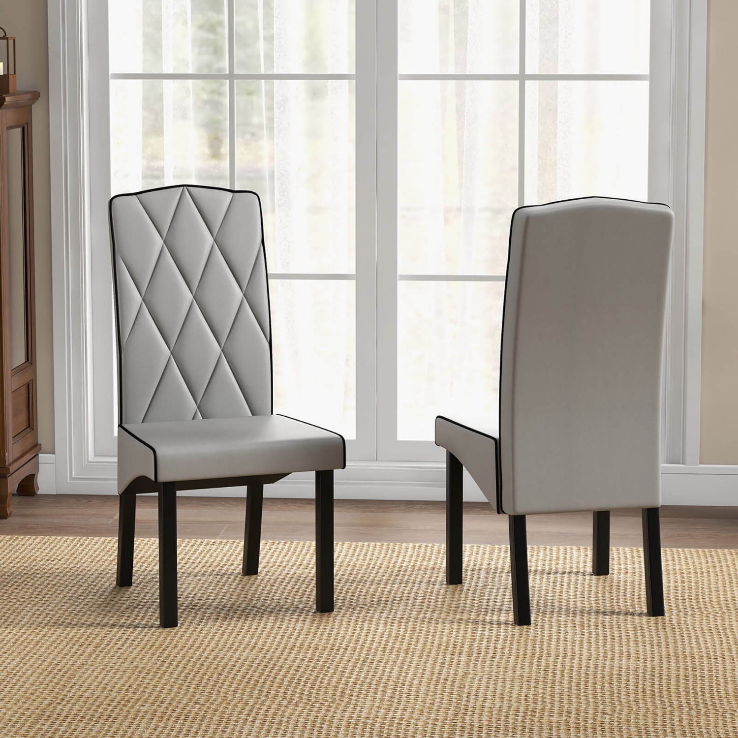 Gymax Modern Dining Chair Set of 2 w/ High Backrest High-density Sponge Cushion