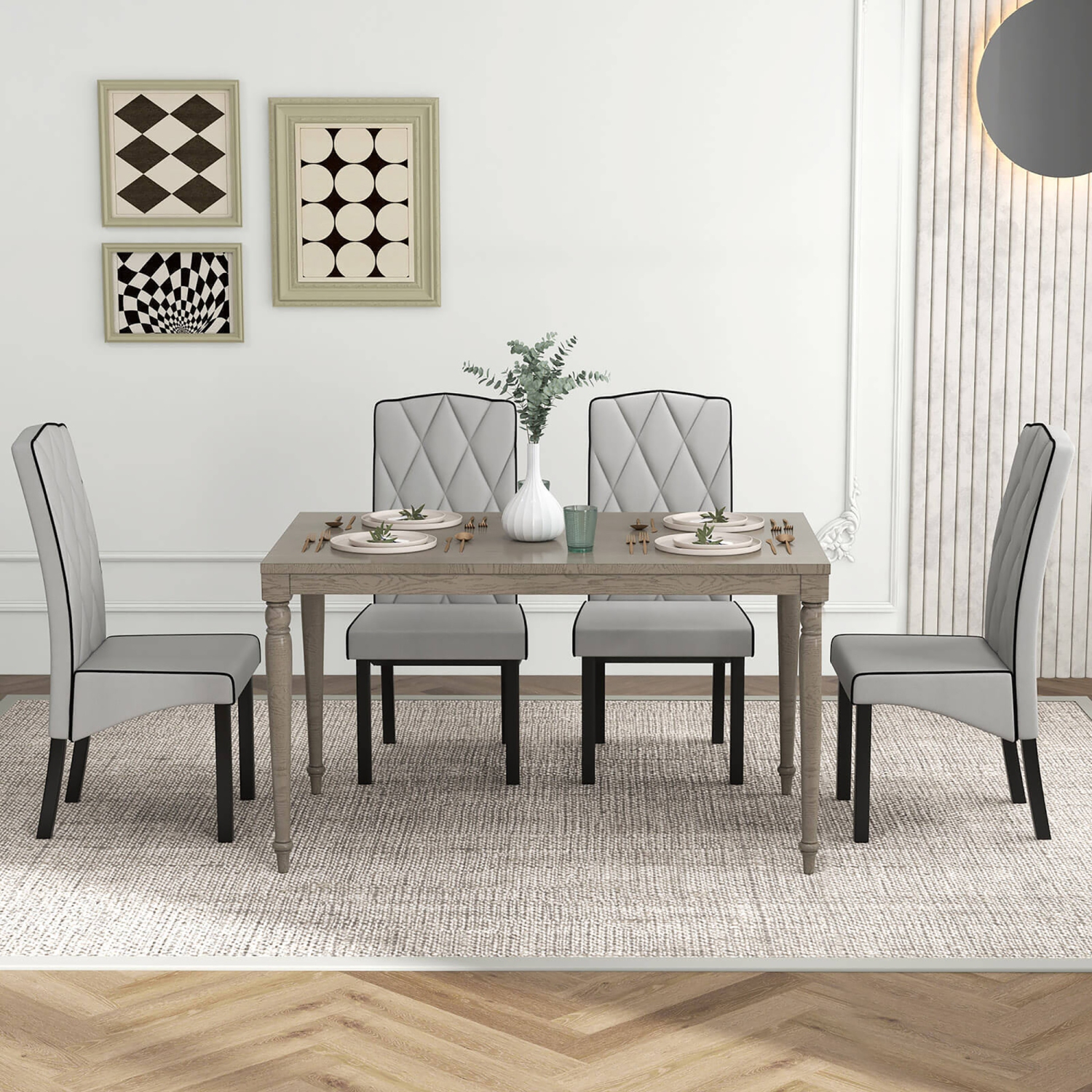 Gymax Modern Dining Chair Set of 2 w/ High Backrest High-density Sponge Cushion