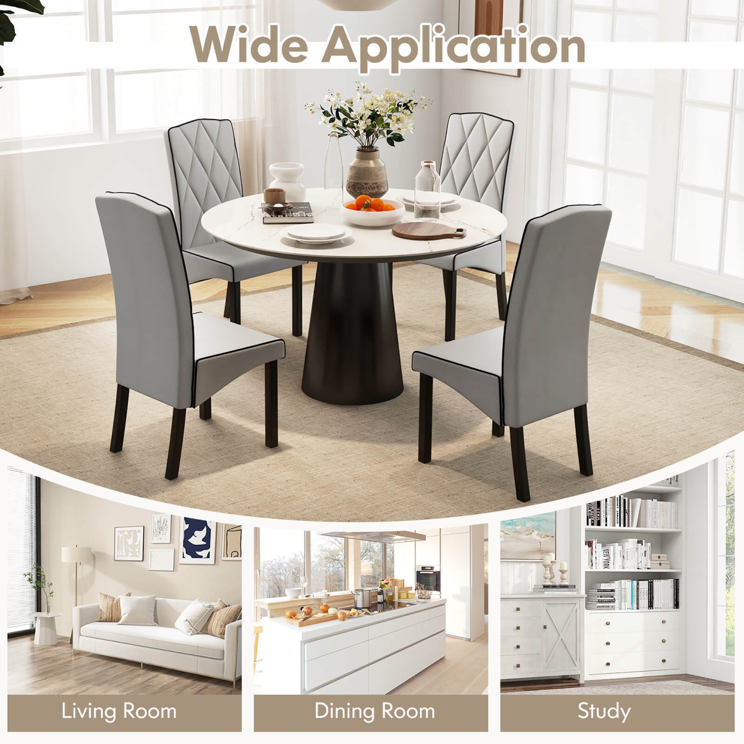 Gymax Modern Dining Chair Set of 2 w/ High Backrest High-density Sponge Cushion