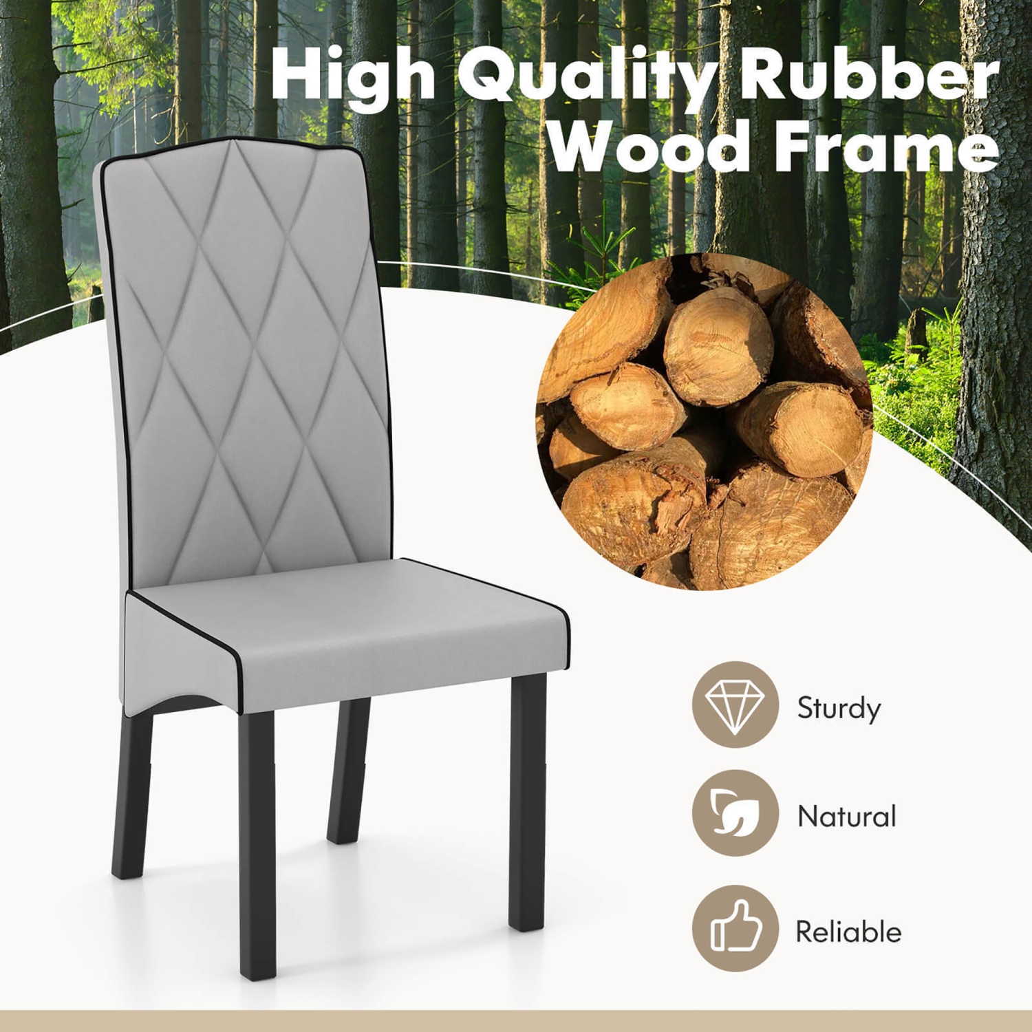 Gymax Modern Dining Chair Set of 2 w/ High Backrest High-density Sponge Cushion