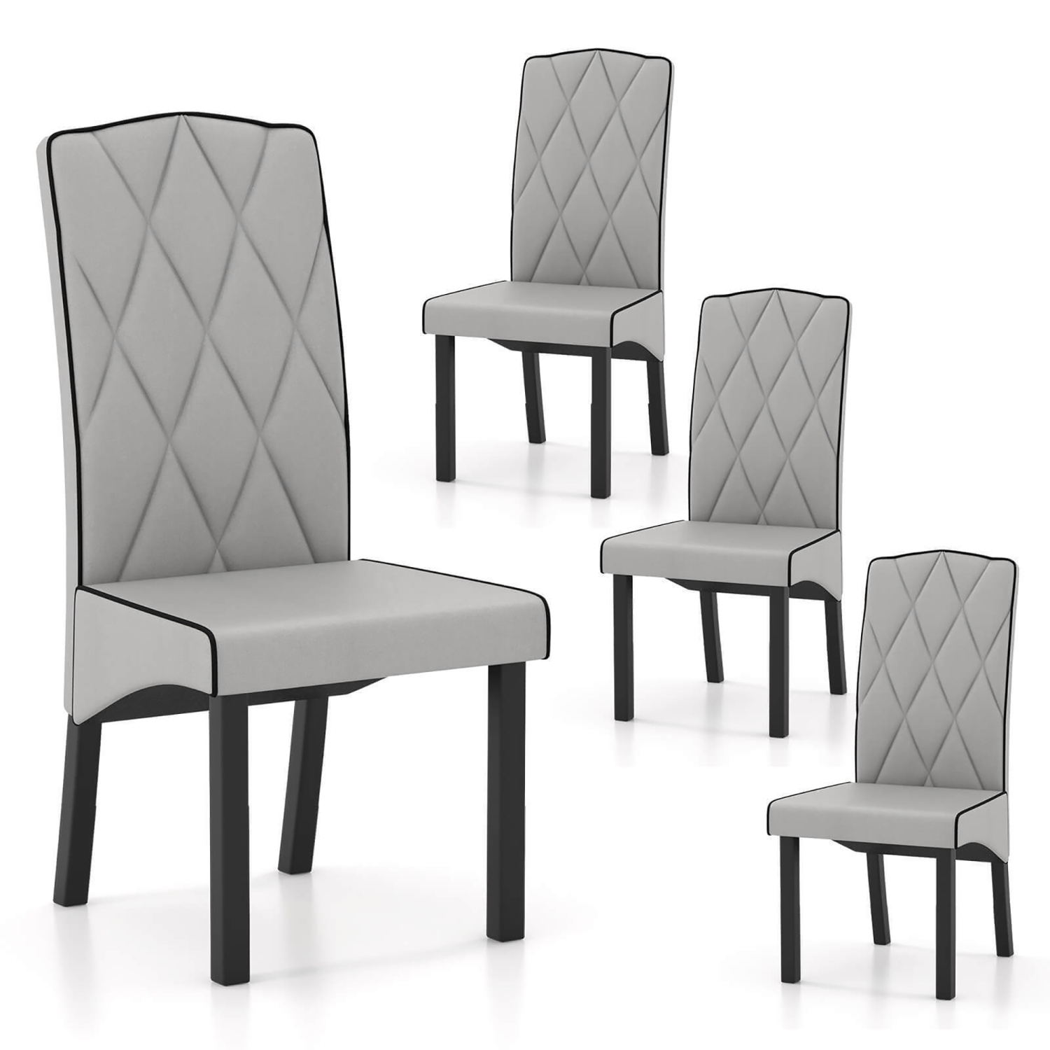 Gymax Modern Dining Chair Set of 4 w/ High Backrest High-density Sponge Cushion