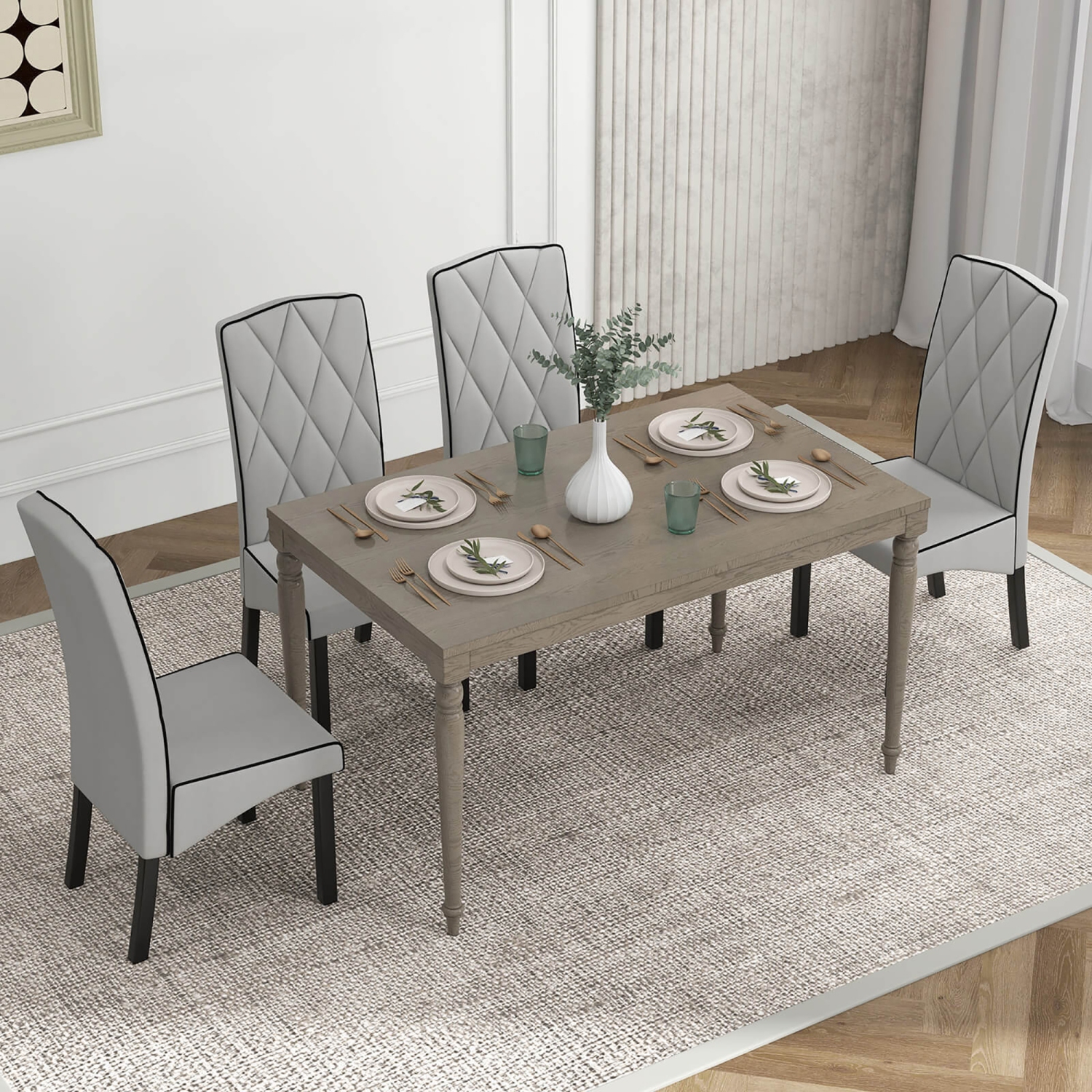 Gymax Modern Dining Chair Set of 4 w/ High Backrest High-density Sponge Cushion