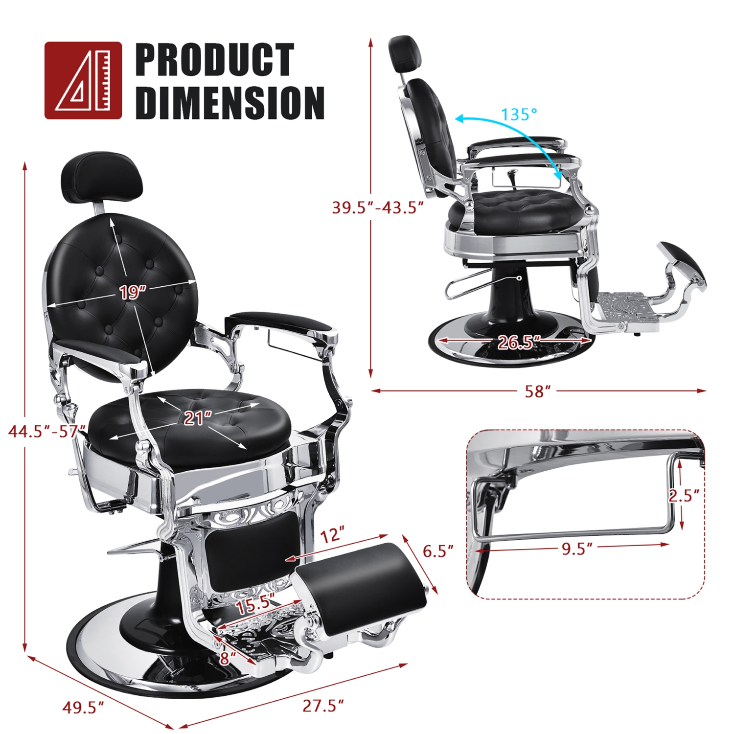 Costway Chair Salon Chair Hydraulic Recline Beauty Spa Styling Equipment