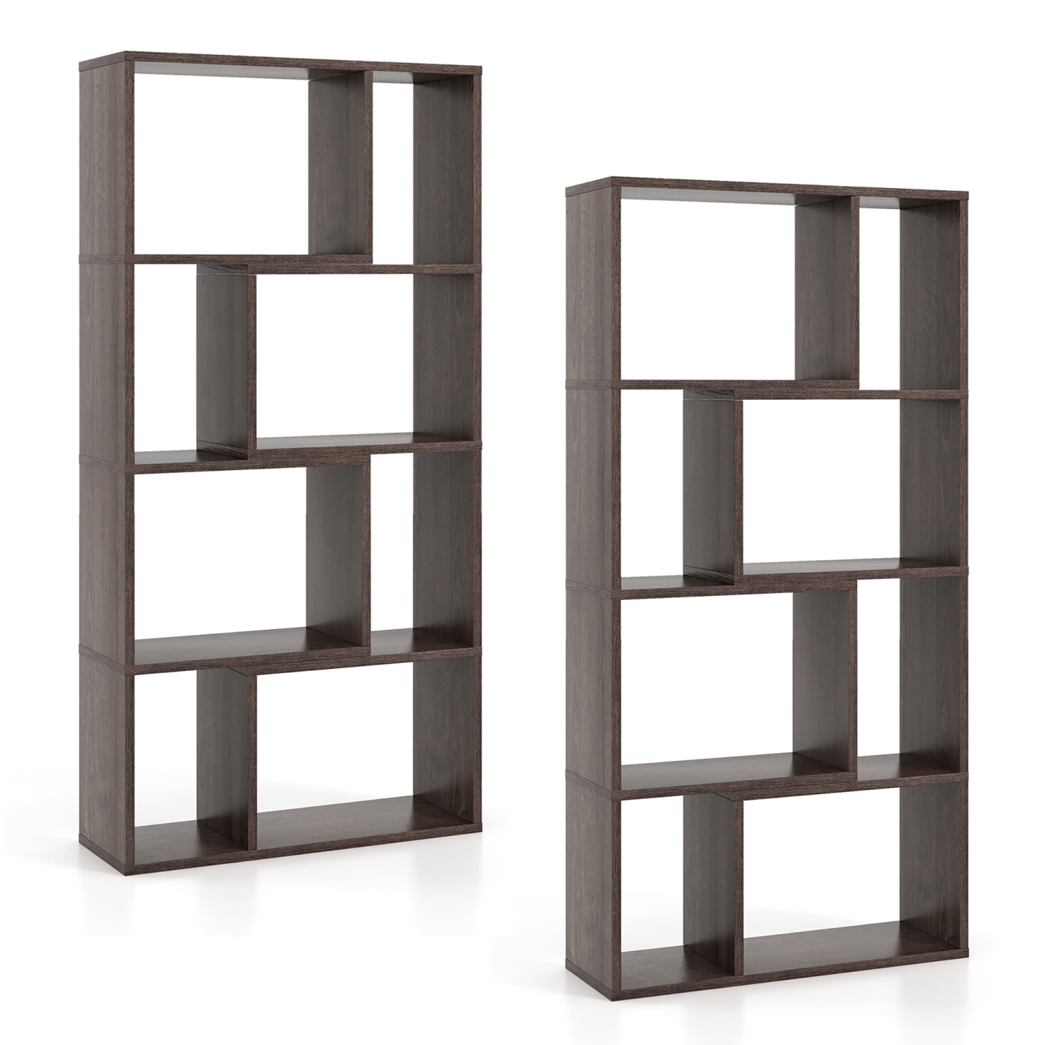 Gymax 4-Tier Geometric Bookshelf 48''/120 CM High Bookcase Modern 8-Cube Storage Organizer