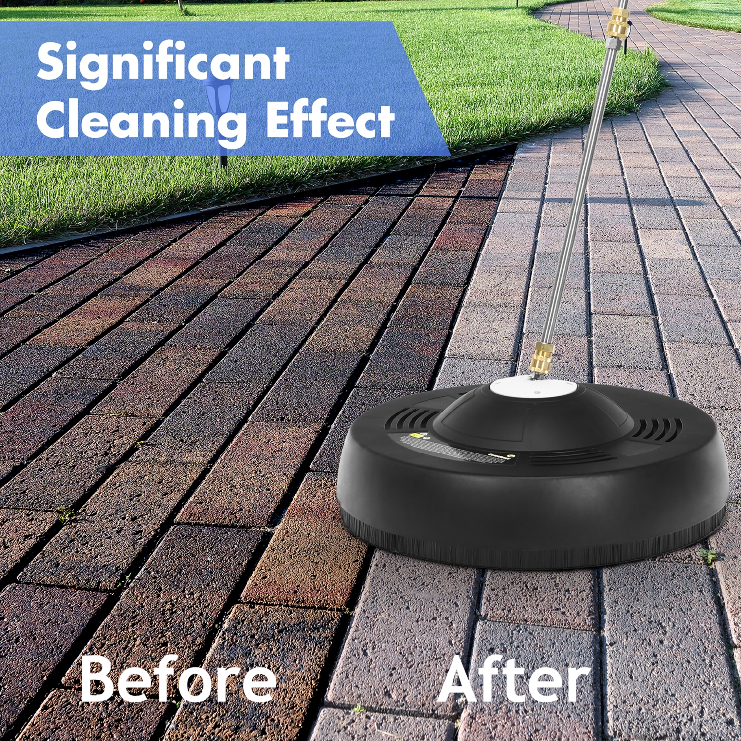 Costway 16" Pressure Washer Surface Cleaner Attachment w/ 2 Extension Wand