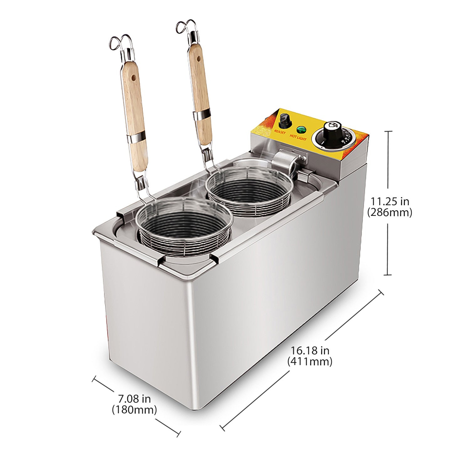 AP-385 Cuiseur à pâtes électrique | Machine à nouilles | Chaudron à 2 paniers pour pâtes et nouilles | 110 V