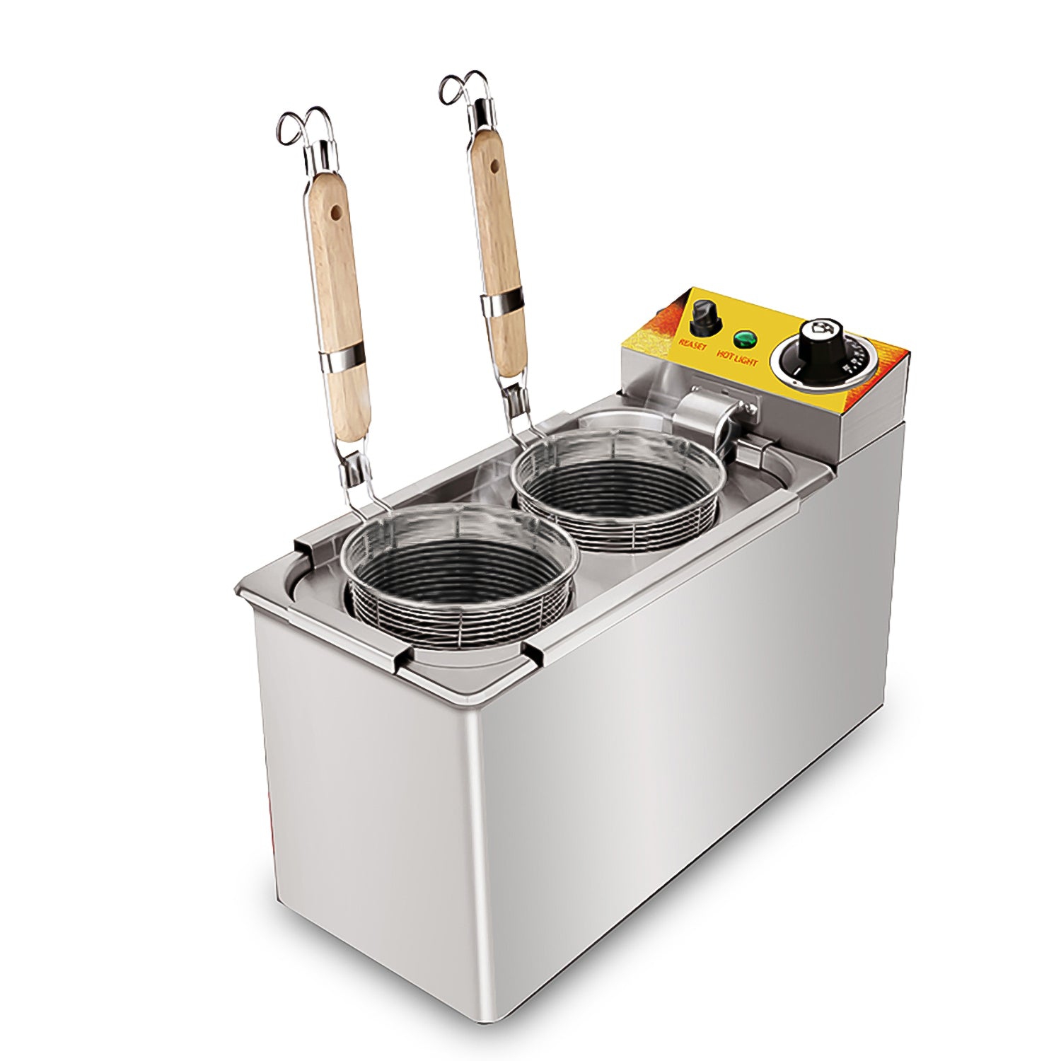 AP-385 Cuiseur à pâtes électrique | Machine à nouilles | Chaudron à 2 paniers pour pâtes et nouilles | 110 V